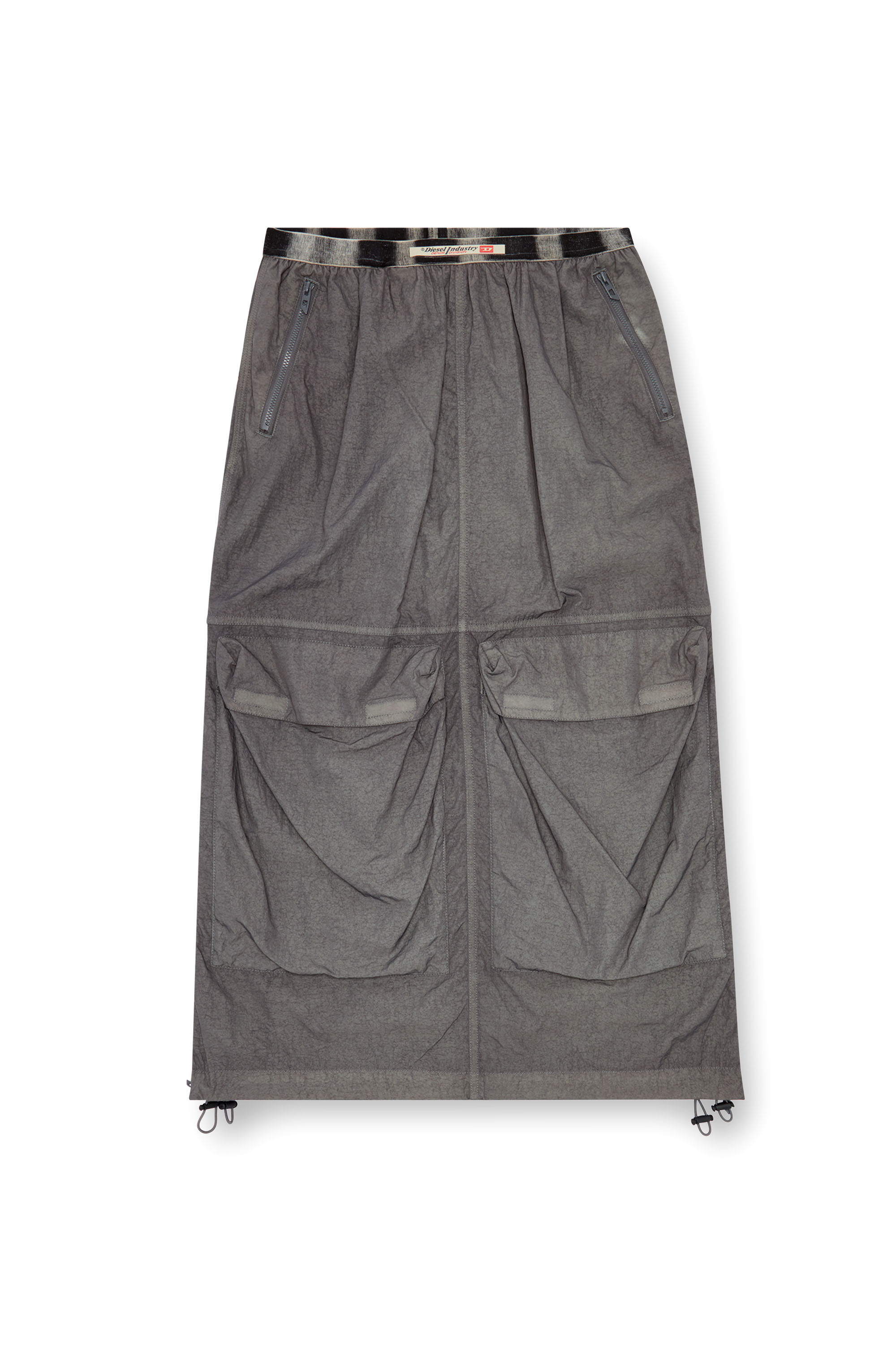 Diesel - O-ASIS, Jupe midi cargo en nylon recyclé Femme in Gris - 2