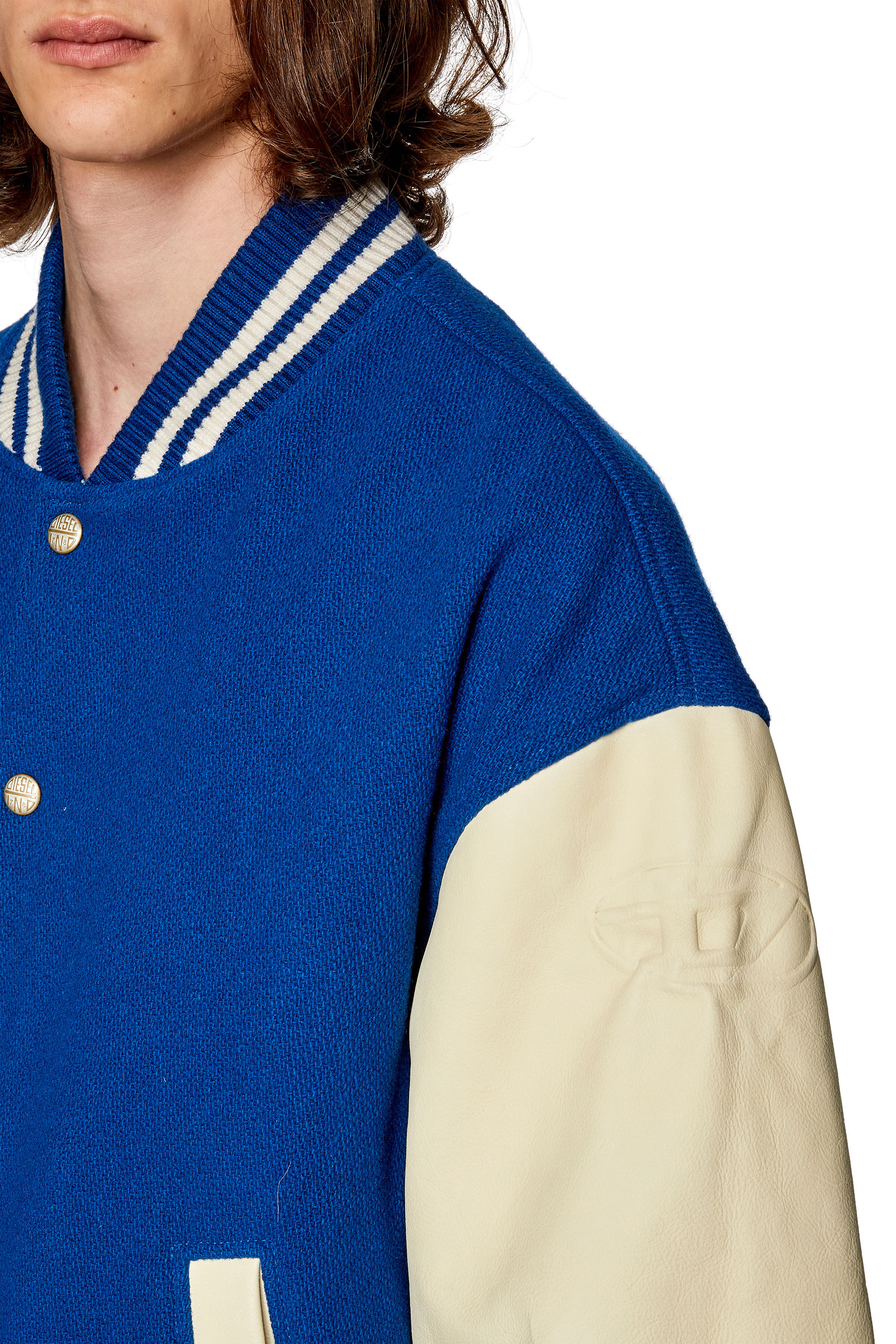 Men s Bomber jacket in leather and wool L FRANZ Diesel