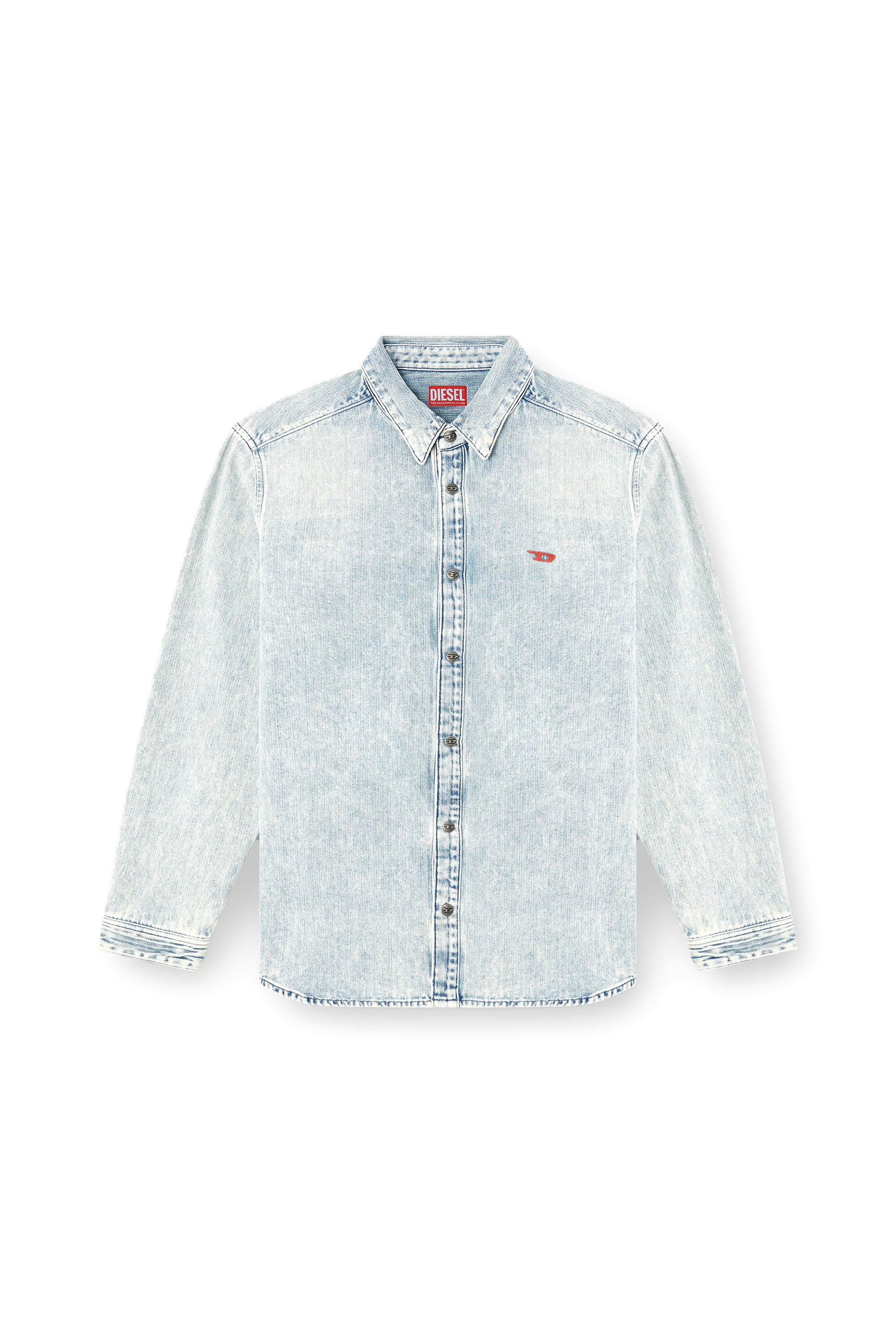 Diesel - D-SIMPLY, Male's Shirt in herringbone denim in Light Blue - 2