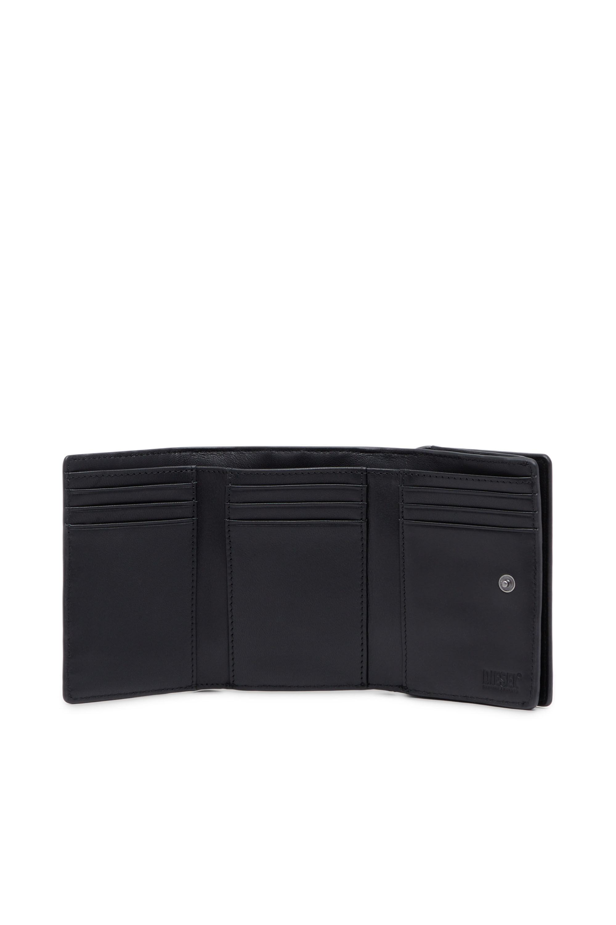 Diesel - TRI-FOLD COIN S, Male's Tri-fold wallet in croc-effect leather in Black - 3