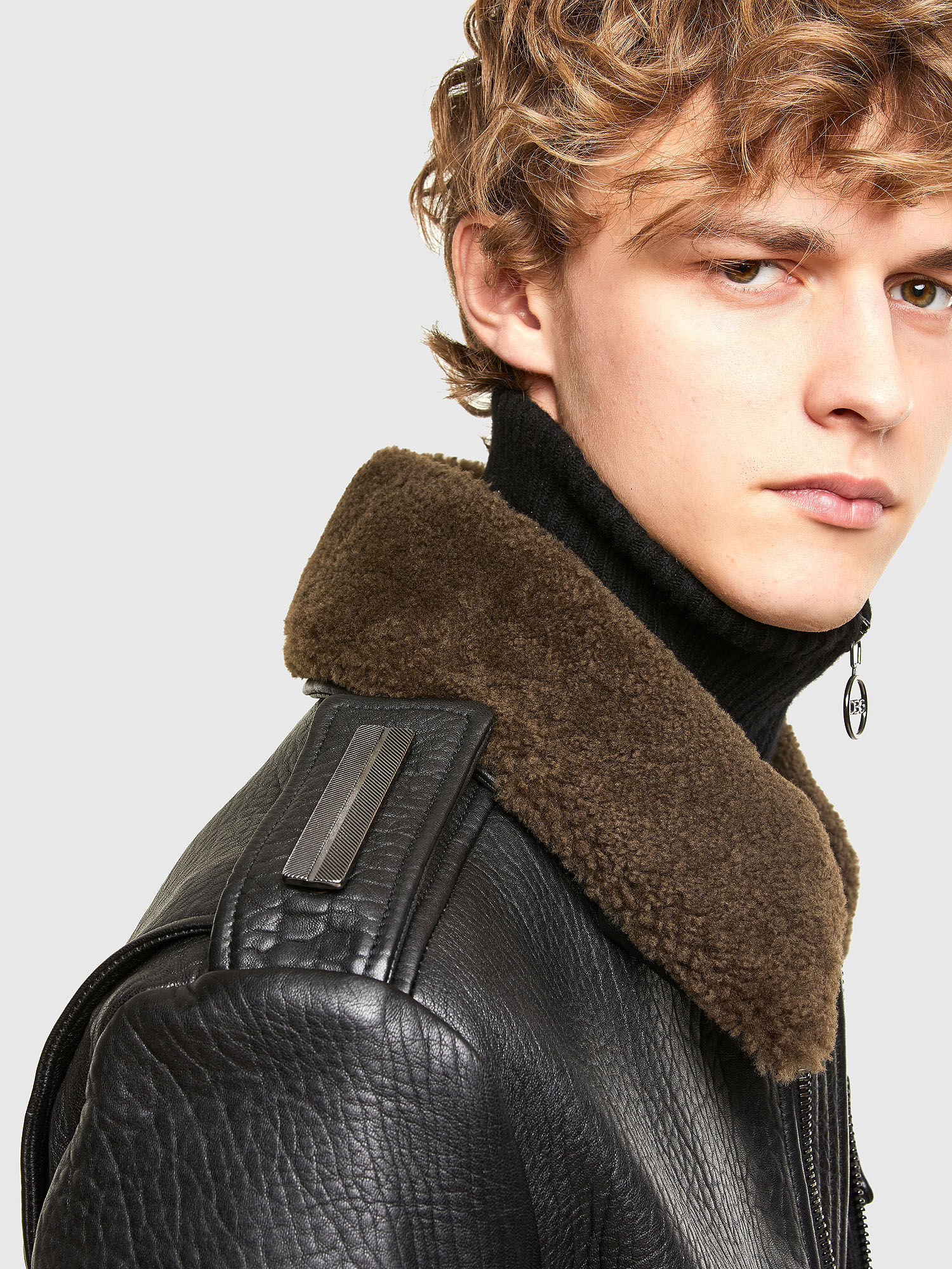 Diesel shearling clearance leather jacket