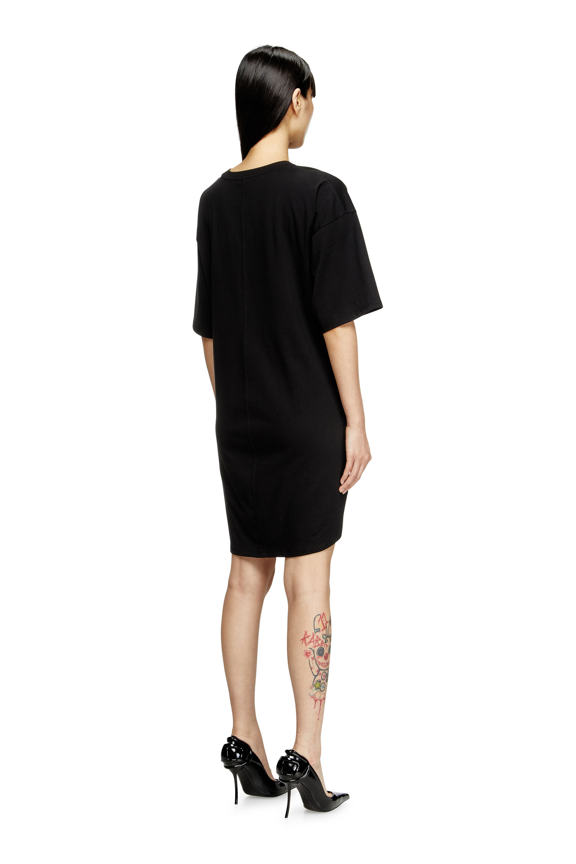 Diesel - D-EIVOR, Female's T-shirt dress with tie front in Black - 4