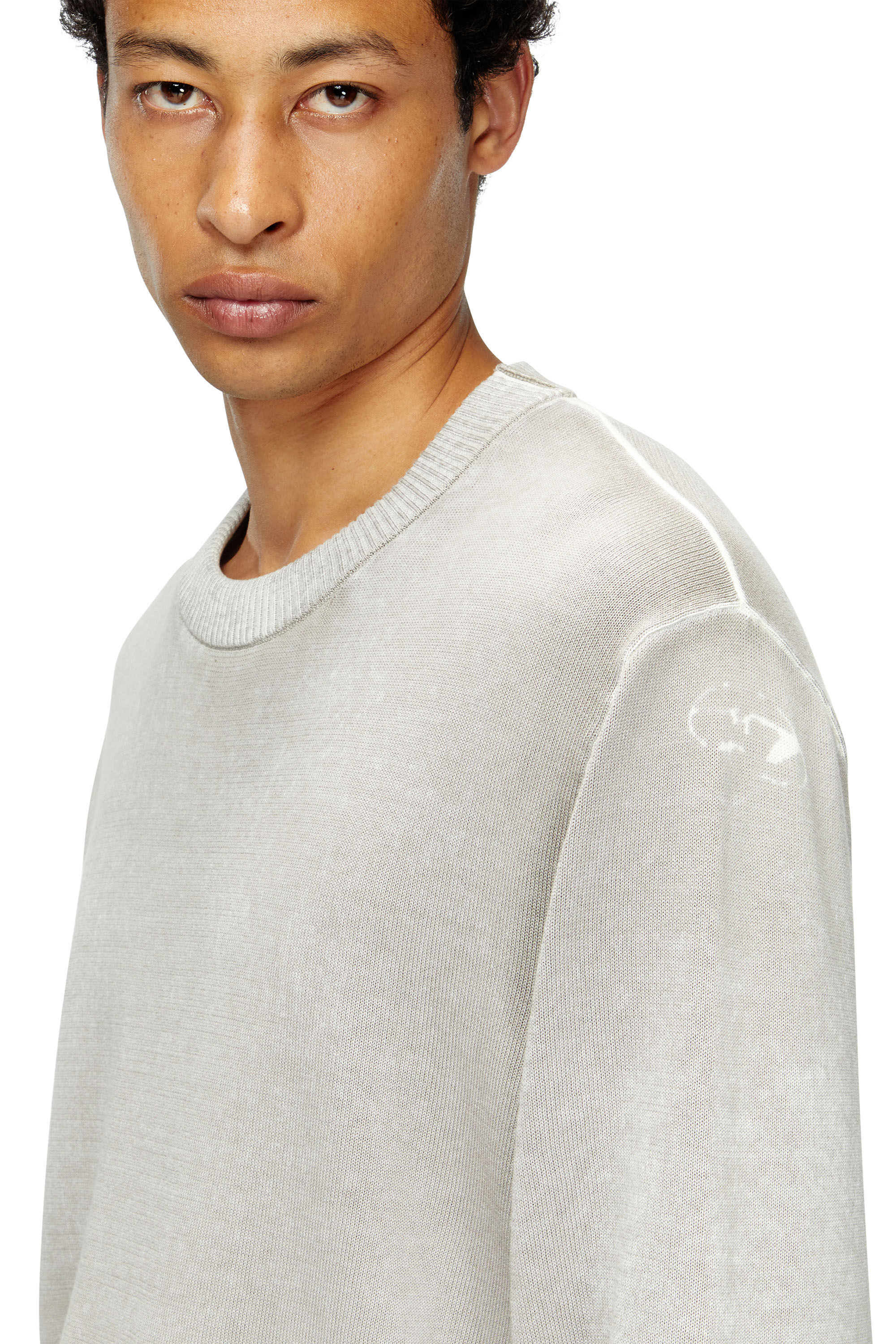 Diesel - K-LARENCE-B, Pull en coton avec imprimé inversé Homme in Gris - 5