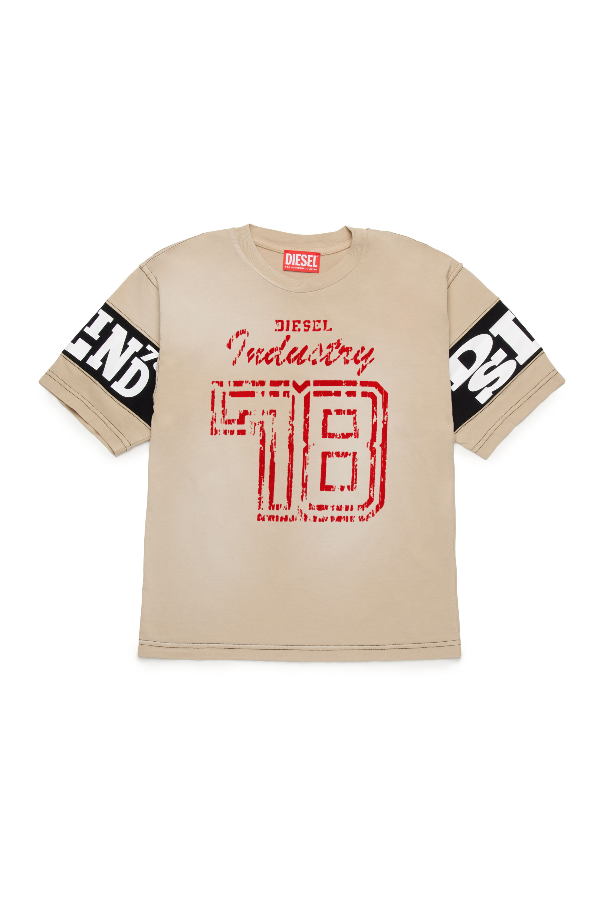 Diesel - TBOST OVER, Male's T-shirt with faded details in Light Brown - 1