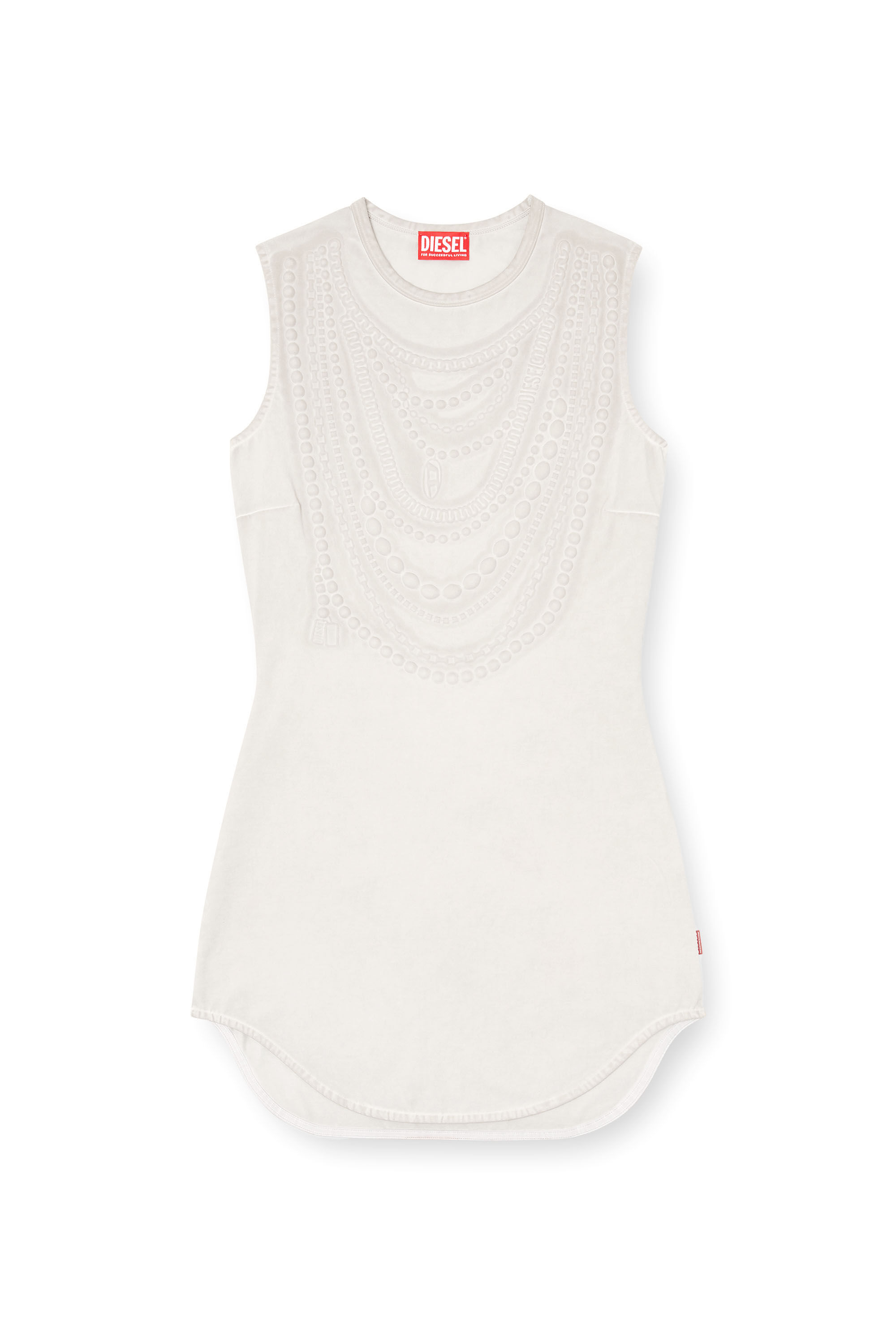 Diesel - D-NEKKA, Female's Mini dress with necklace trompe l'oeil in Light Grey - 2