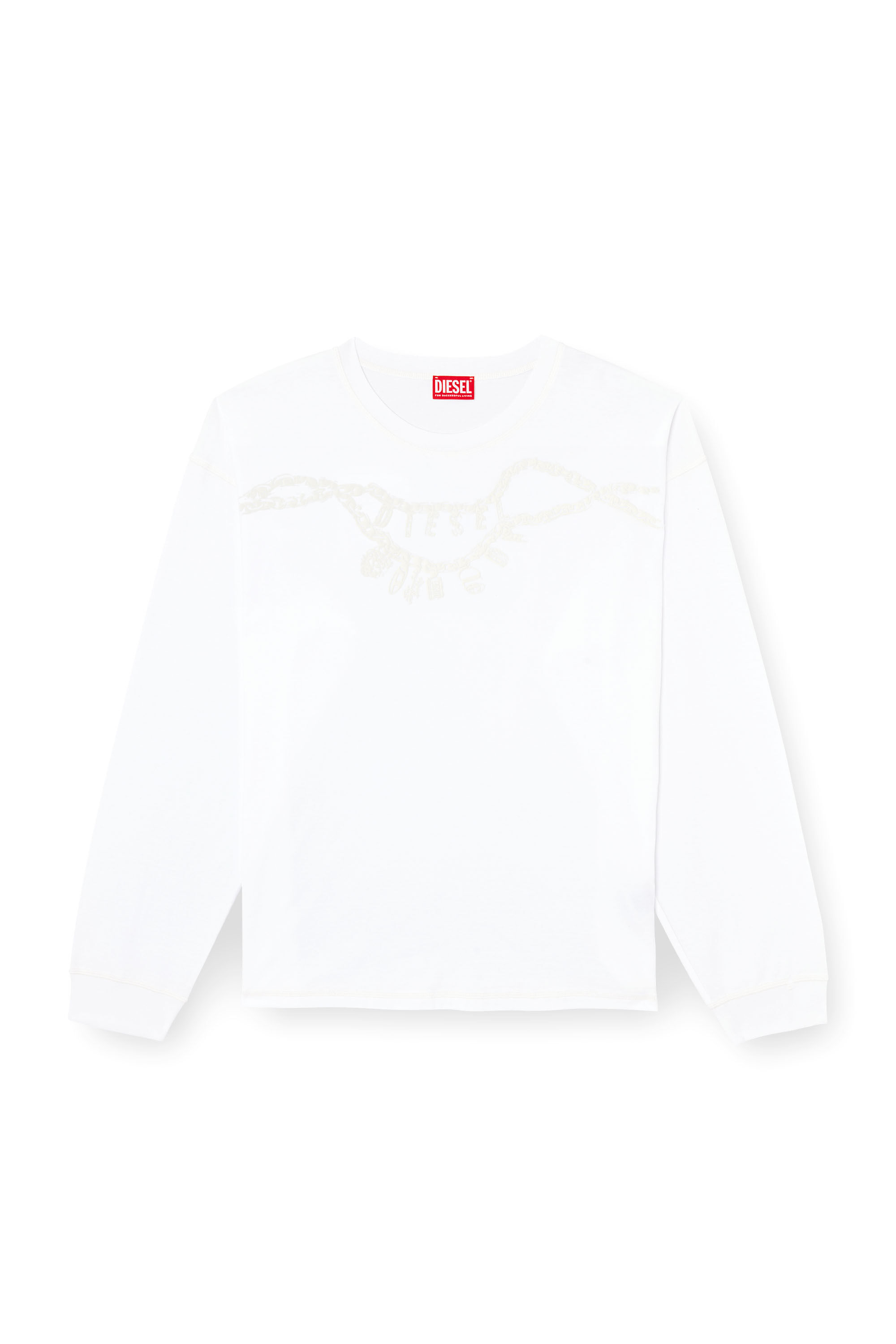 Diesel - T-BOXT-LS-HOSHI, T-shirt à manches longues avec imprimé collier à breloques Mixte in Blanc - 2