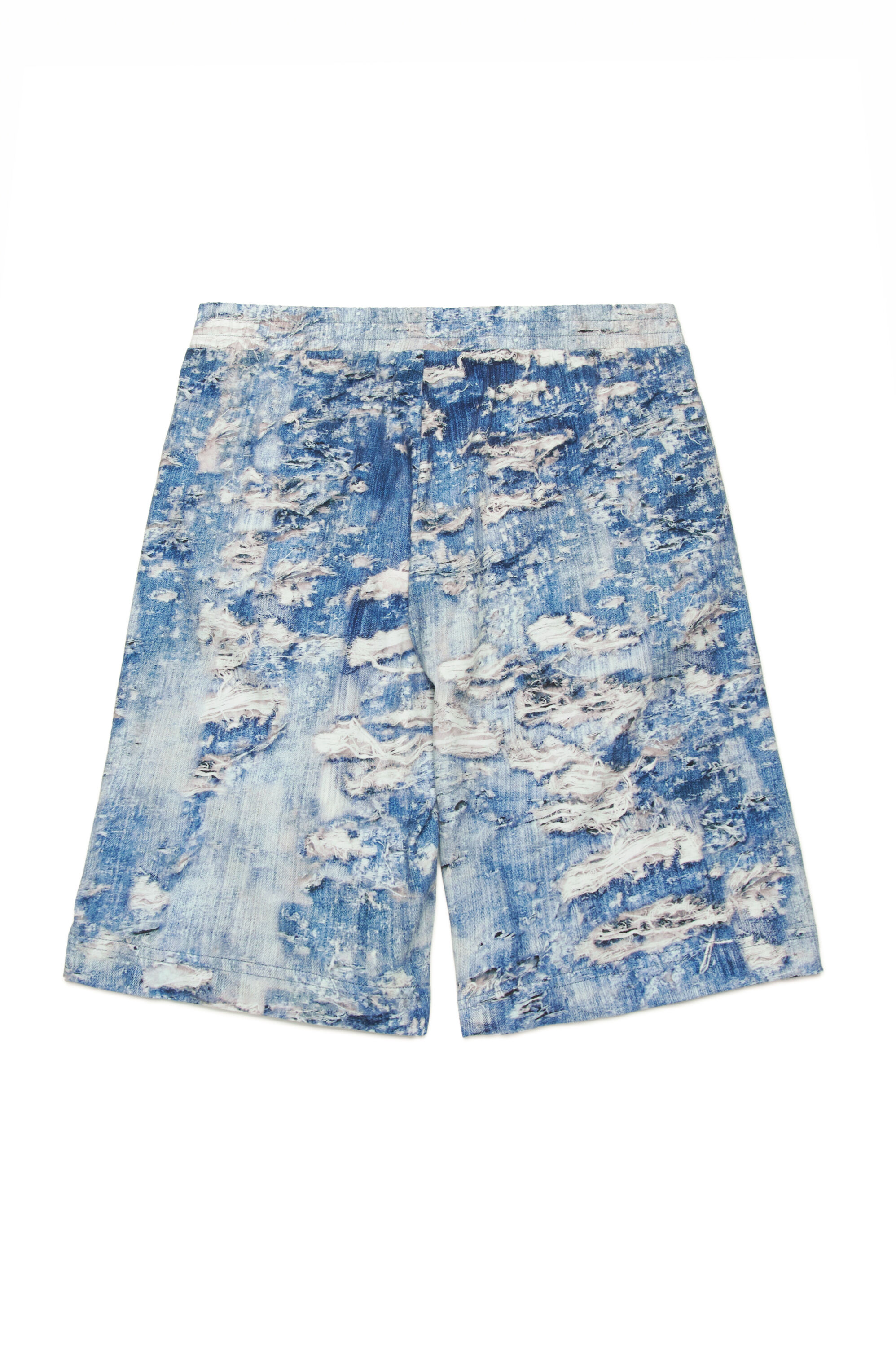 Diesel - PARSTON, Male's Sweat shorts with Tiger Breaks trompe l'oeil in Blue - 2