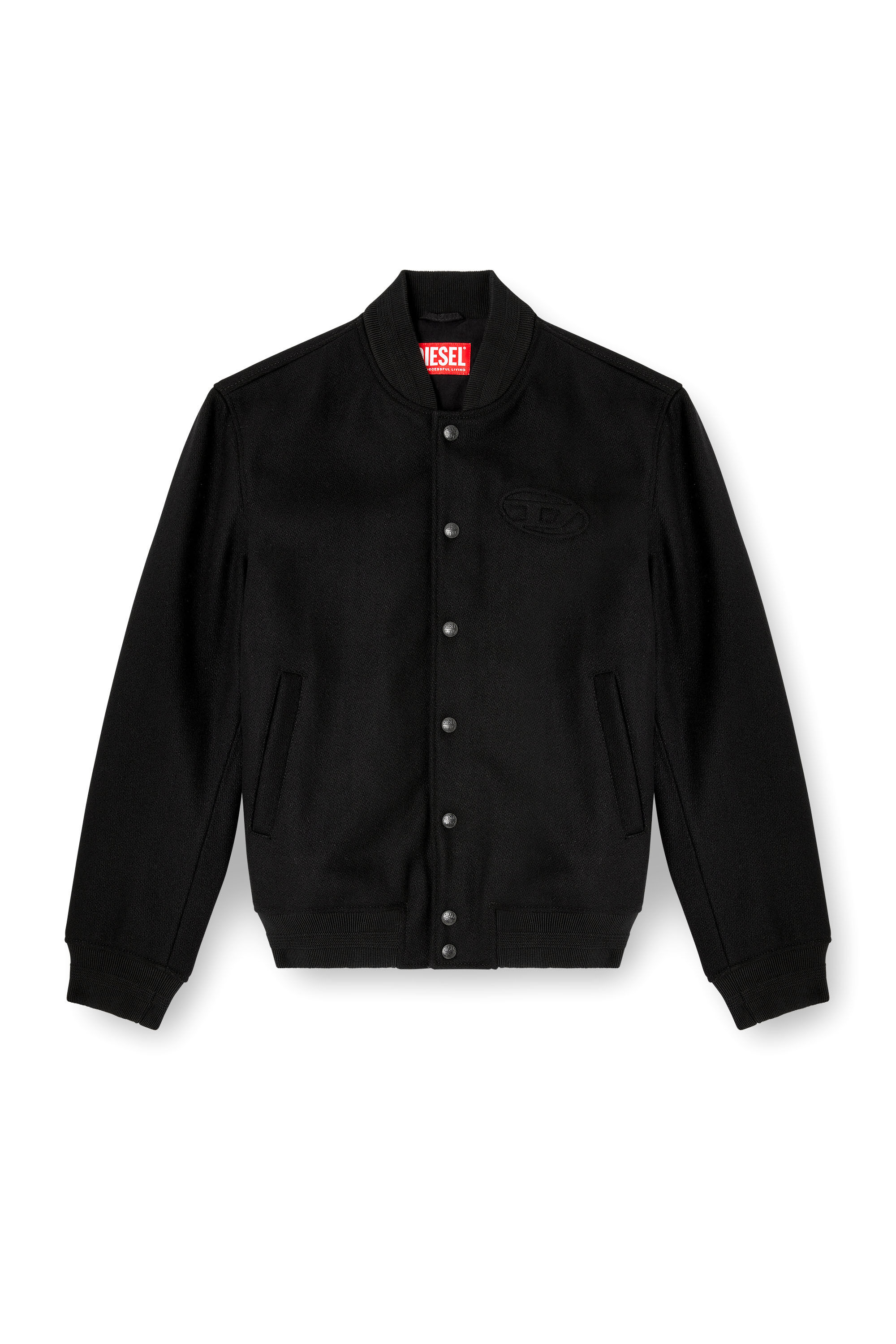Diesel - J-ARRY, Male's Padded bomber jacket in wool blend in Black - 2