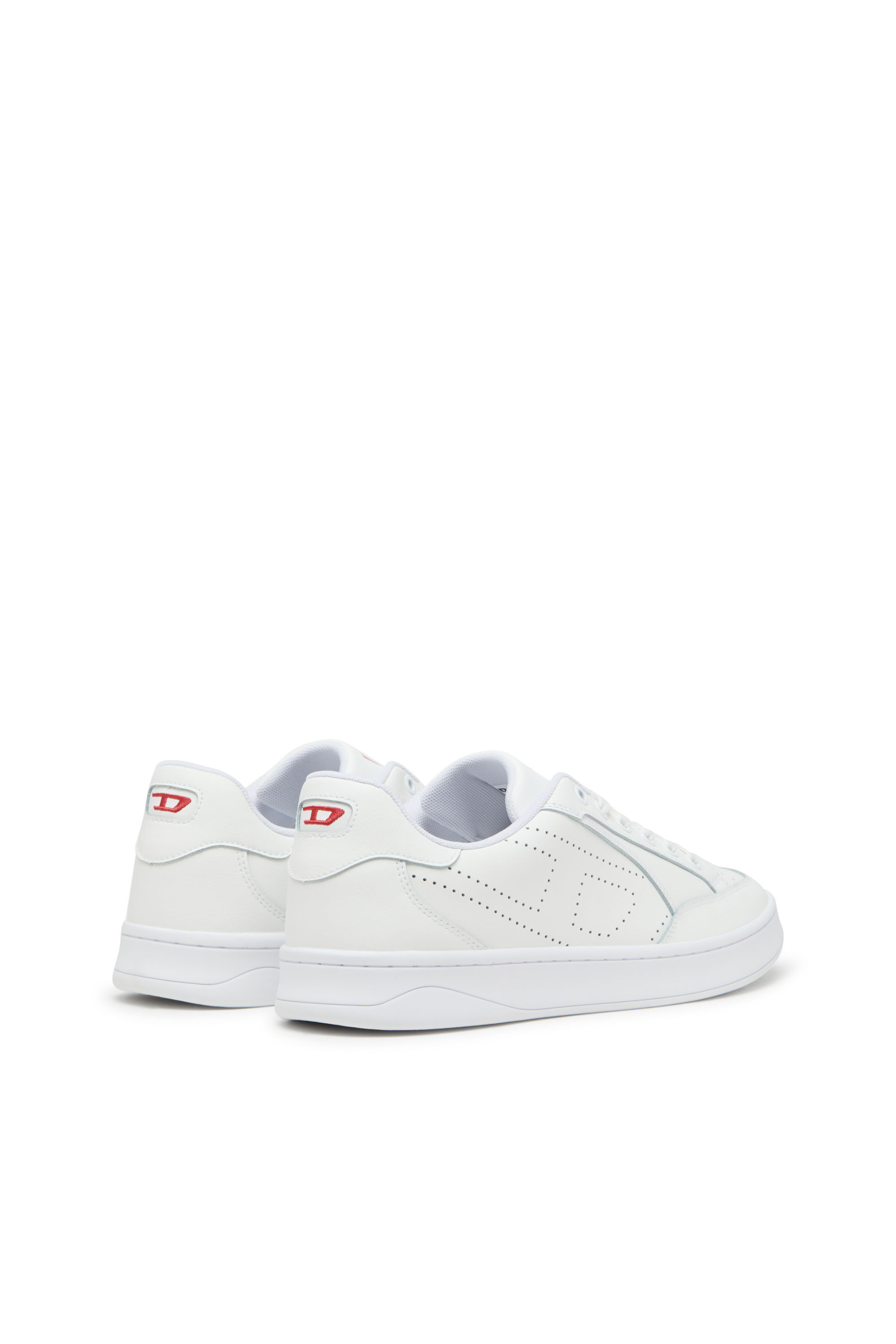 Diesel - S-DAKOTA LOW, Male's S-Dakota-Leather sneakers with perforated logo in White - 3