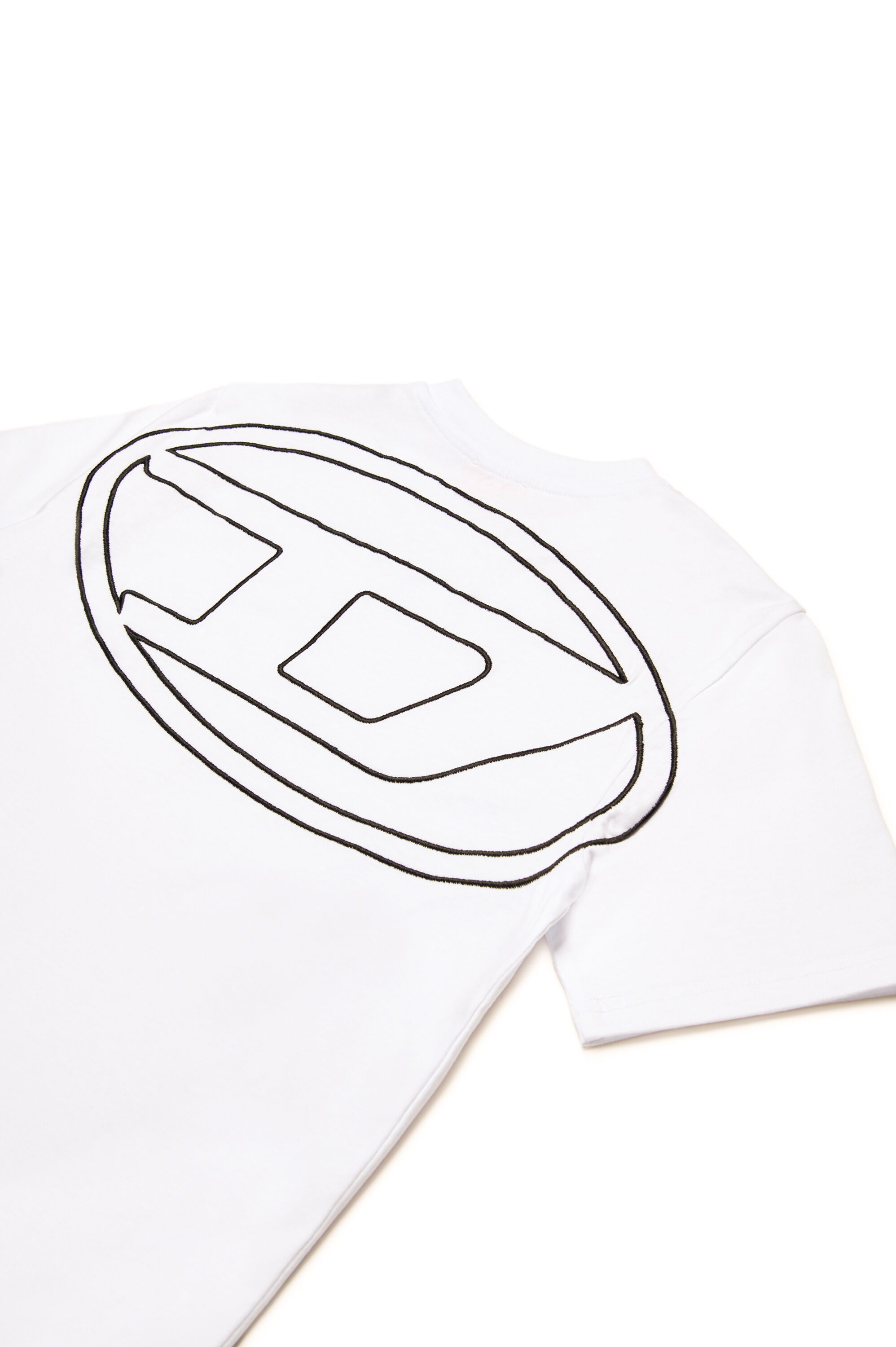 Diesel - TBOGGYMEGOVALD OVER, Male's T-shirt with mega Oval D embroidery in White - 4