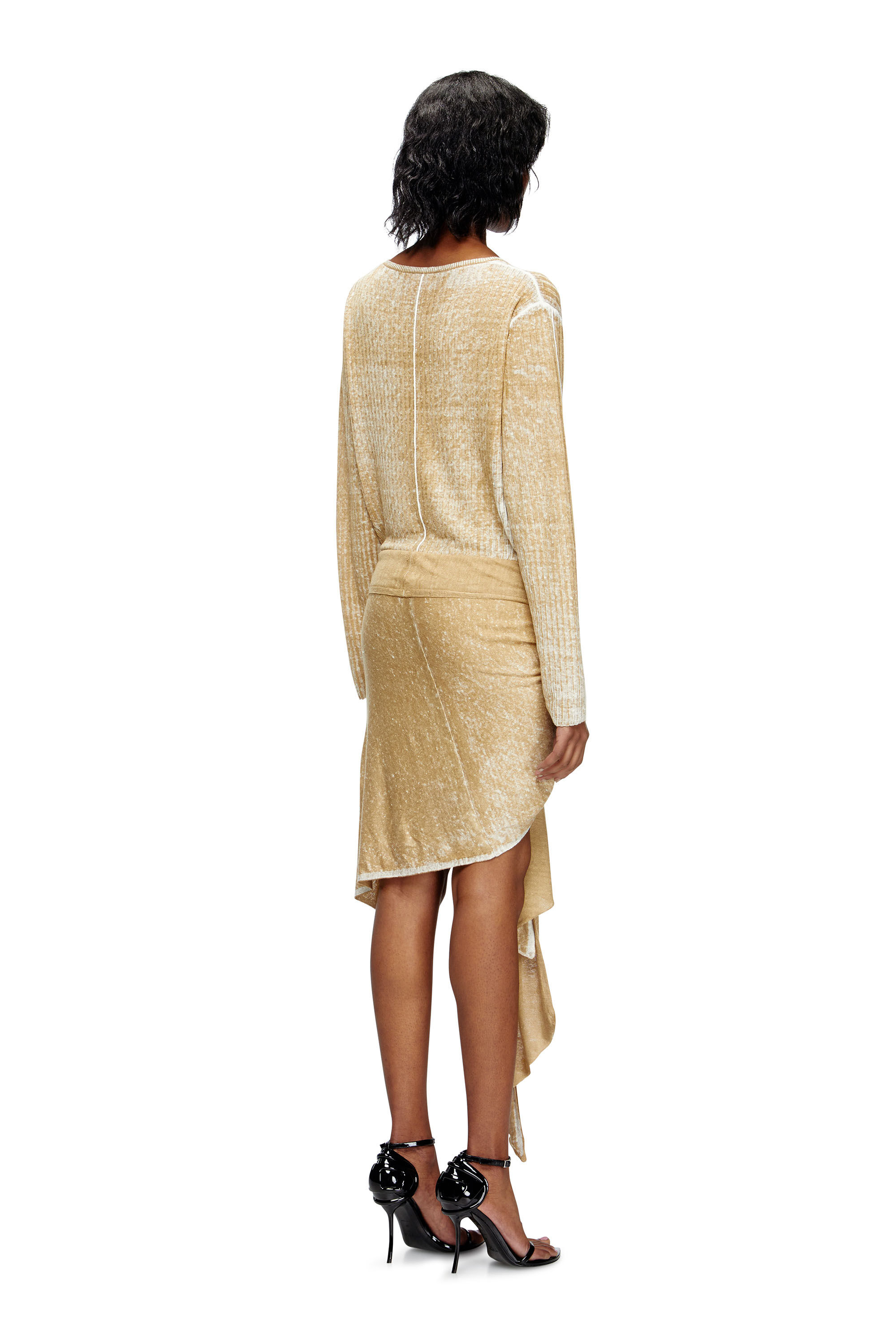 Diesel - M-EGAKNOT, Female's Knitted dress with hip tie in Beige - 4