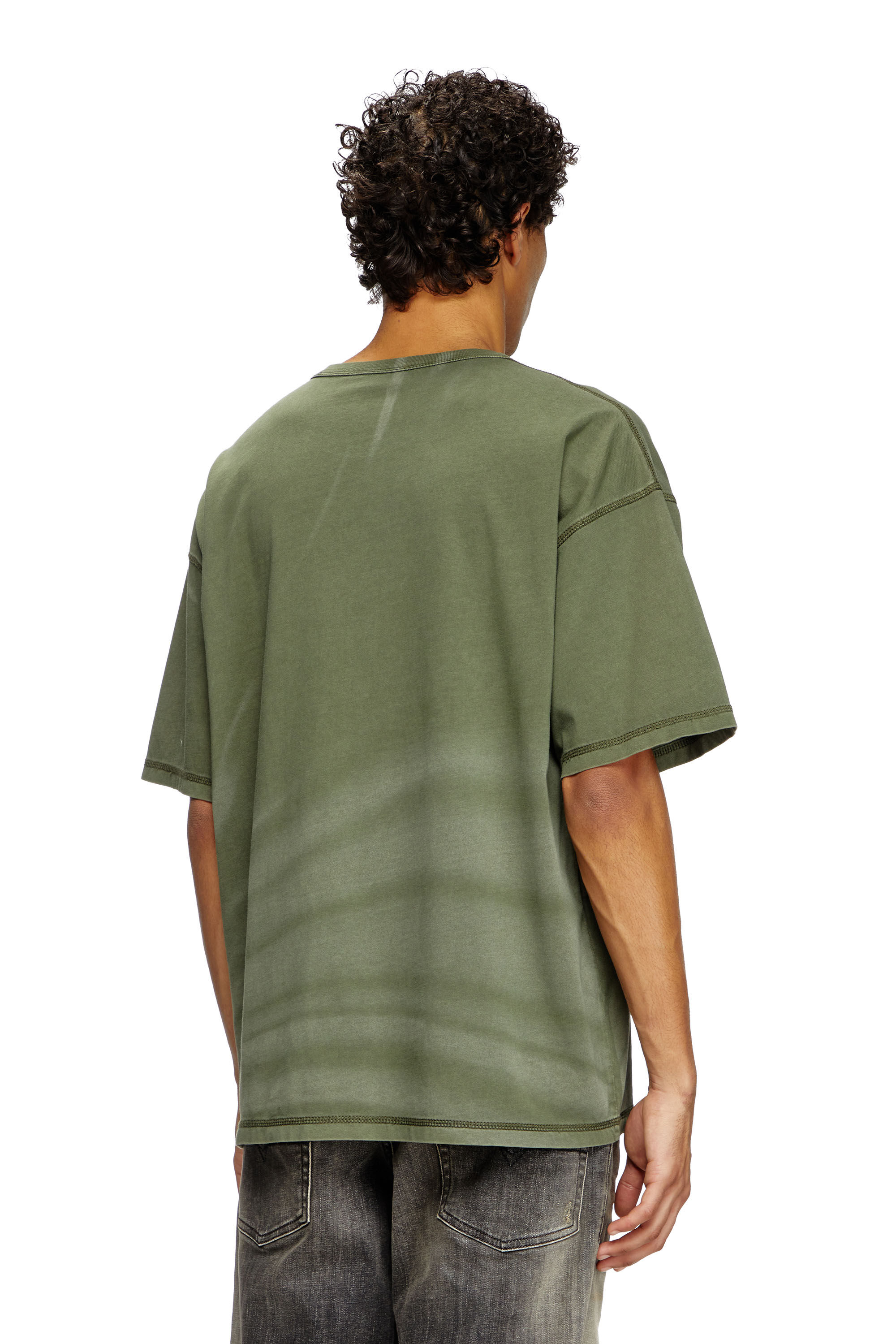 Diesel - T-ADJUST-R13, Male's Laser-faded logo T-shirt in Olive Green - 4