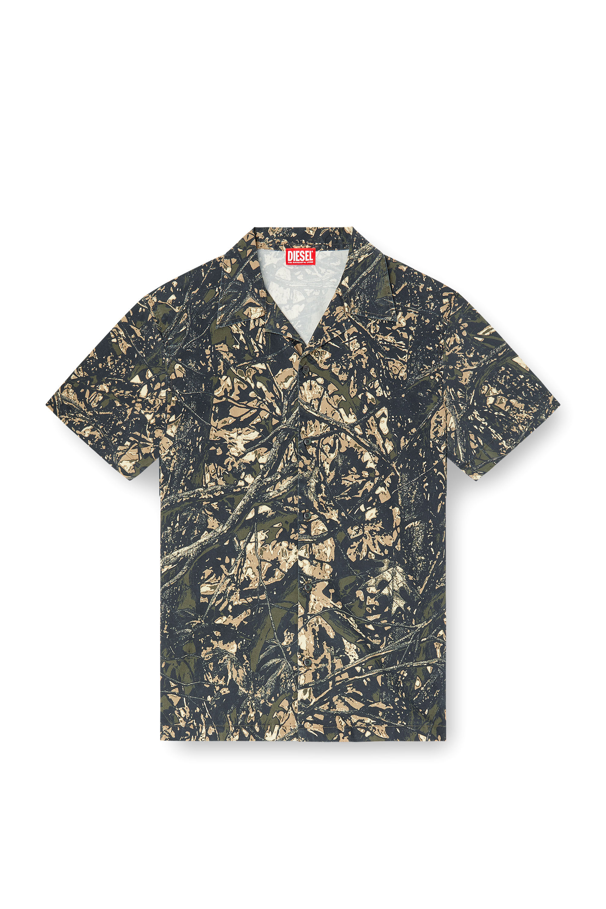 Diesel - S-LINT, Male's Short sleeved shirt with camo print in Brown/Green - 2