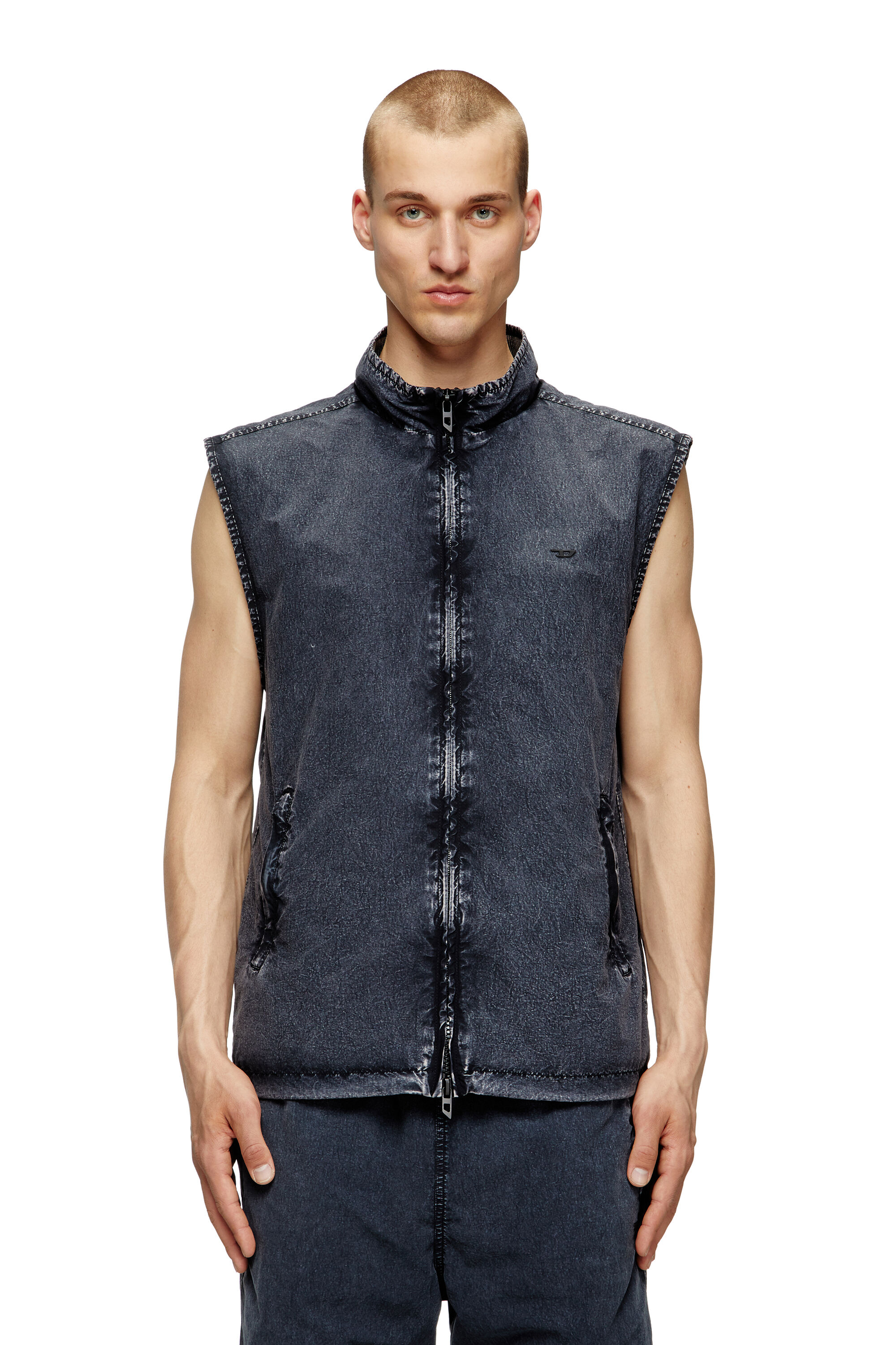 Diesel - J-ERB, Gilet en taslan de nylon recyclé Homme in Noir - 3