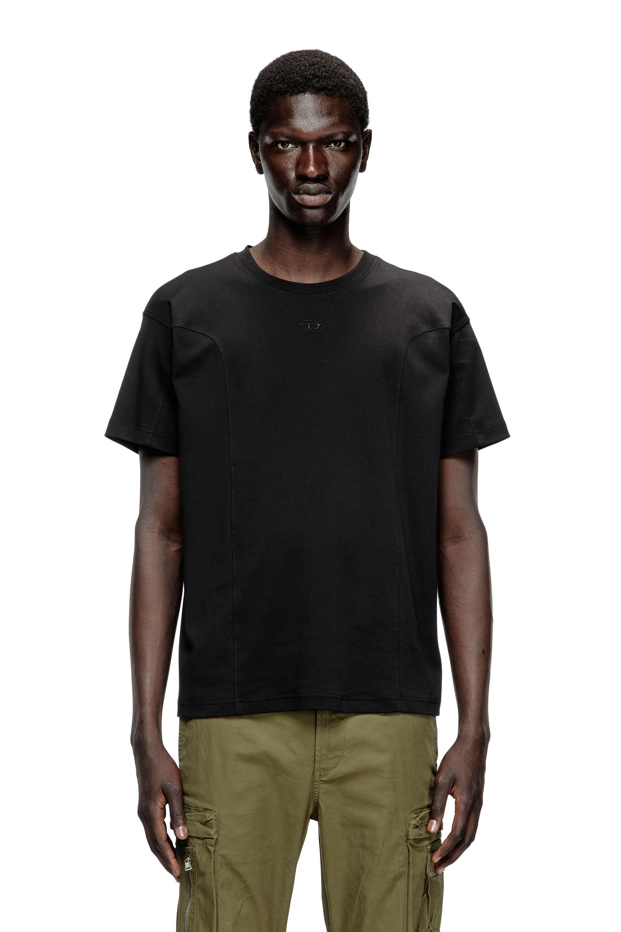 Diesel - T-NORM-INT, Male's Short-sleeve T-shirt with panels in Black - 3