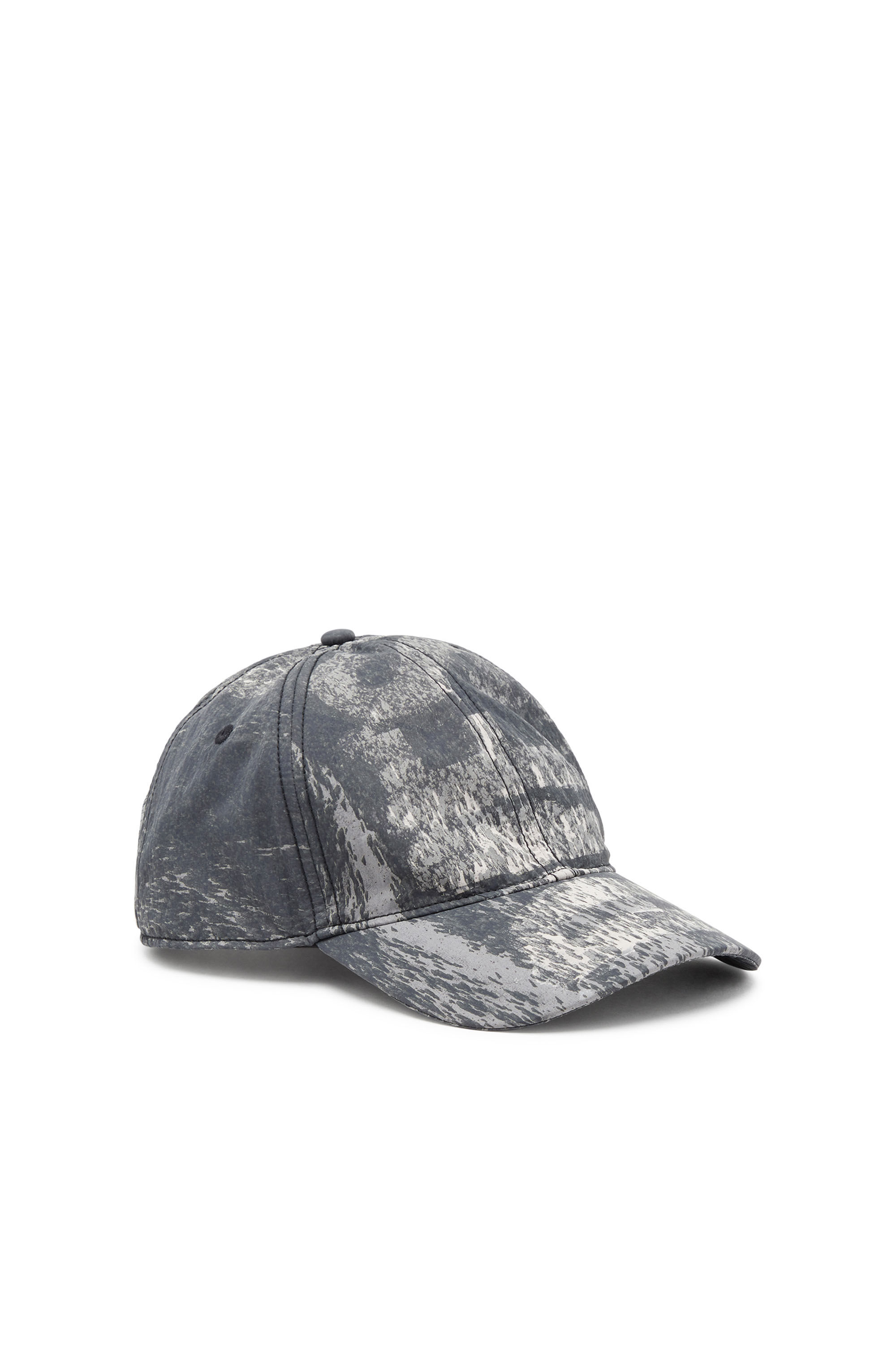 Diesel - C-REMEY, Male's Wrinkled nylon cap with rain-camo print in Black/Grey - 1