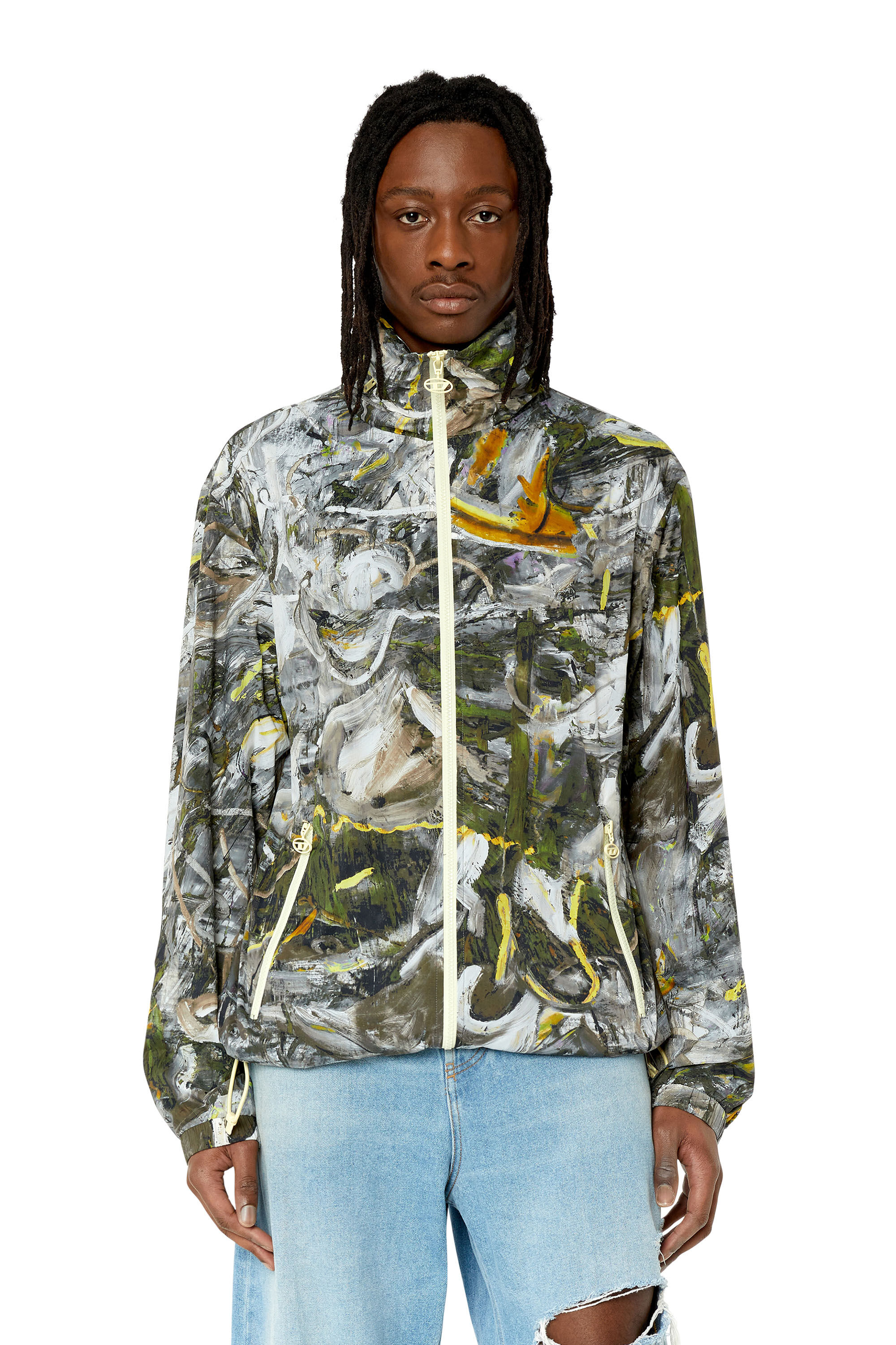 【お得】 Man: J-WARREL-PRINT Hooded Diesel | print all-over with jacket ジャケット・アウター