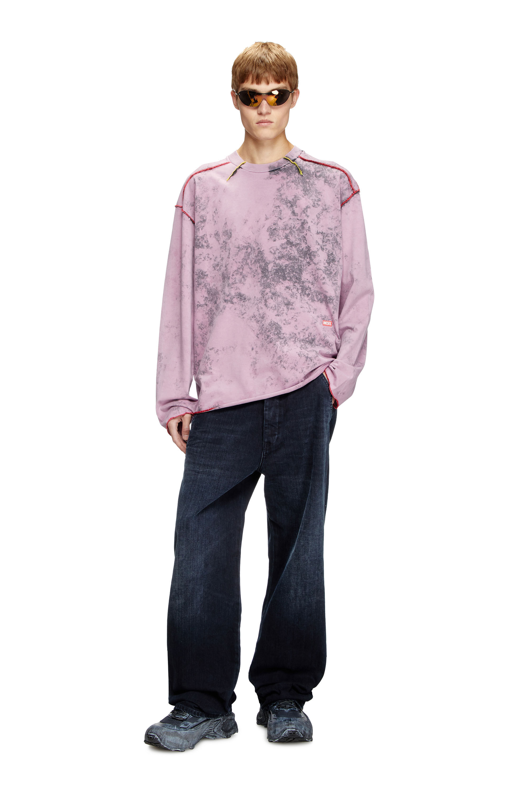 Diesel - T-CRAHOR-LS-R1, Male's Treated long-sleeve T-shirt in Pink - 1