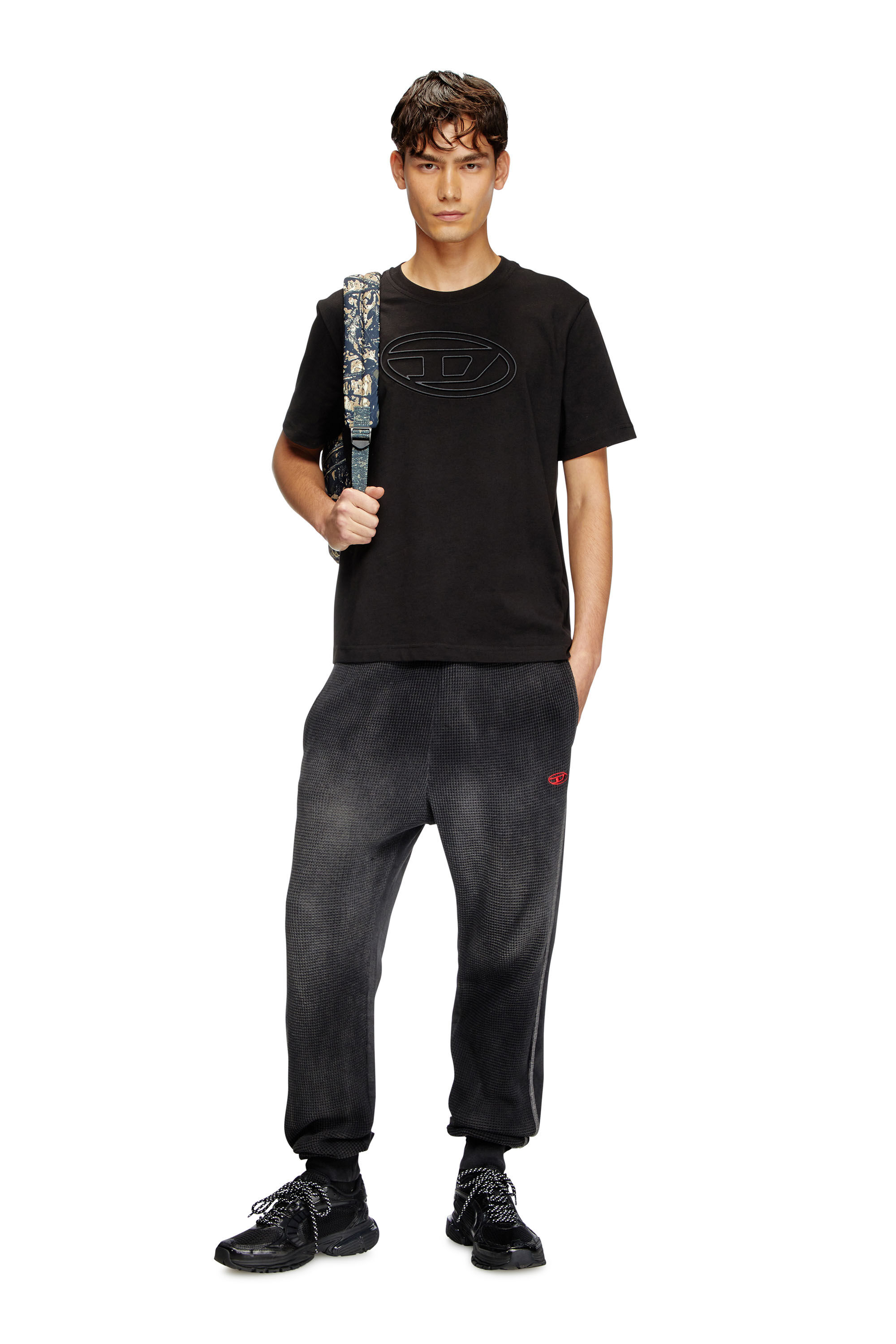 Diesel - T-ADJUST-BIGOVAL, Male's T-shirt with embossed Oval D in Black - 1