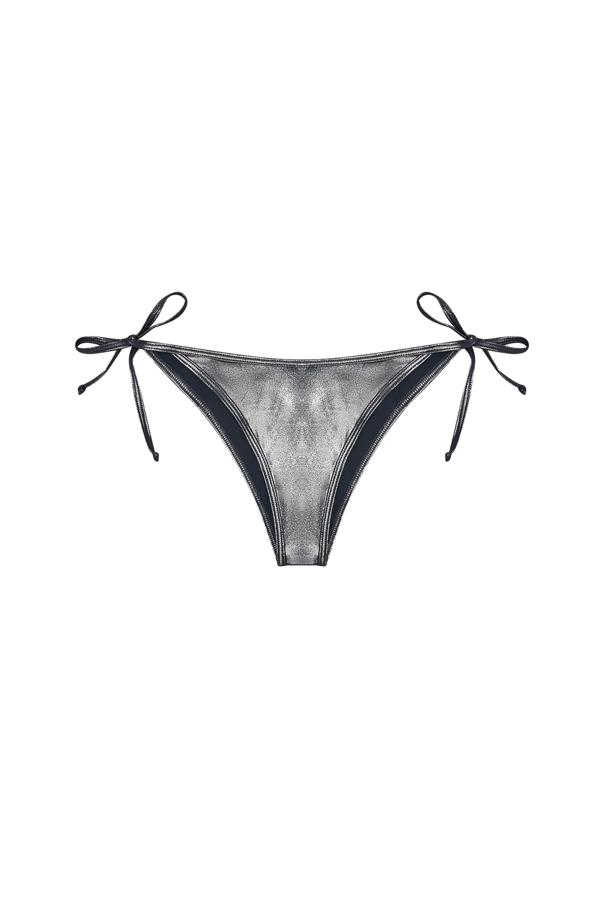 Diesel - BRAZILIAN-D-CORE, Bas de bikini métallisé avec logo Femme in Gris - 4