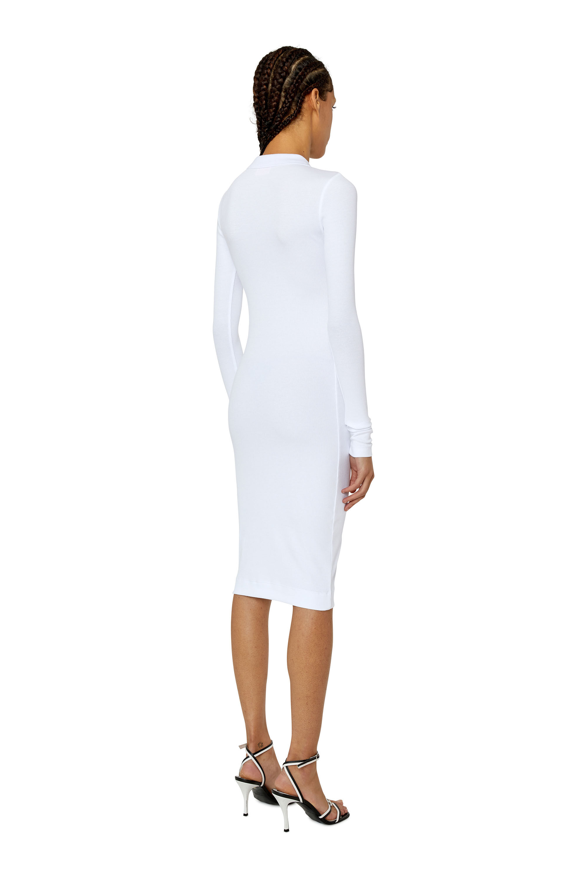 Diesel - D-RIBENNY-LS-D, Robe polo avec logo D Femme in Blanc - 3