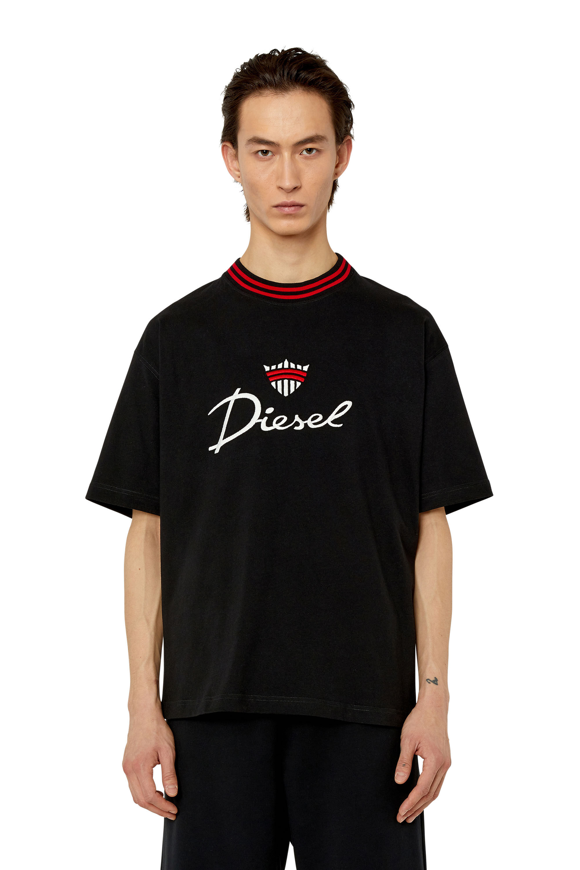 Diesel - T-WASH-G6, Male's T-shirt with crown logo embroidery in Black - 3