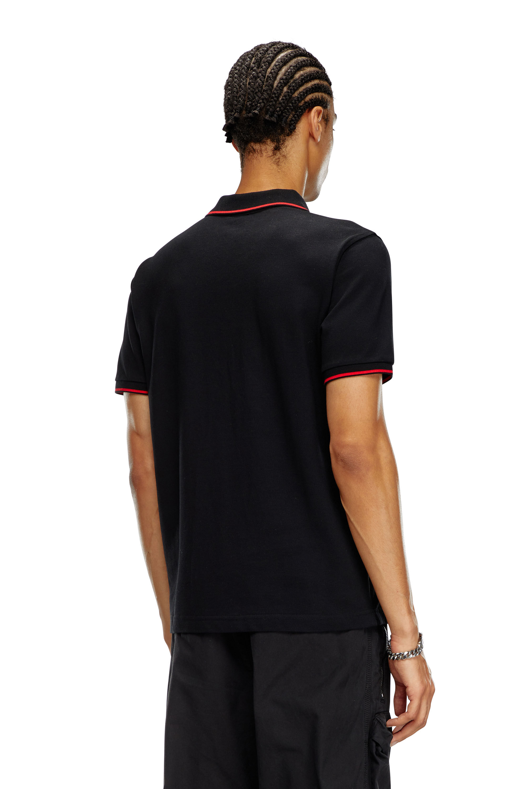 Diesel - T-FERRY-MICRODIV, Male's Polo shirt with micro Diesel embroidery in Black - 4