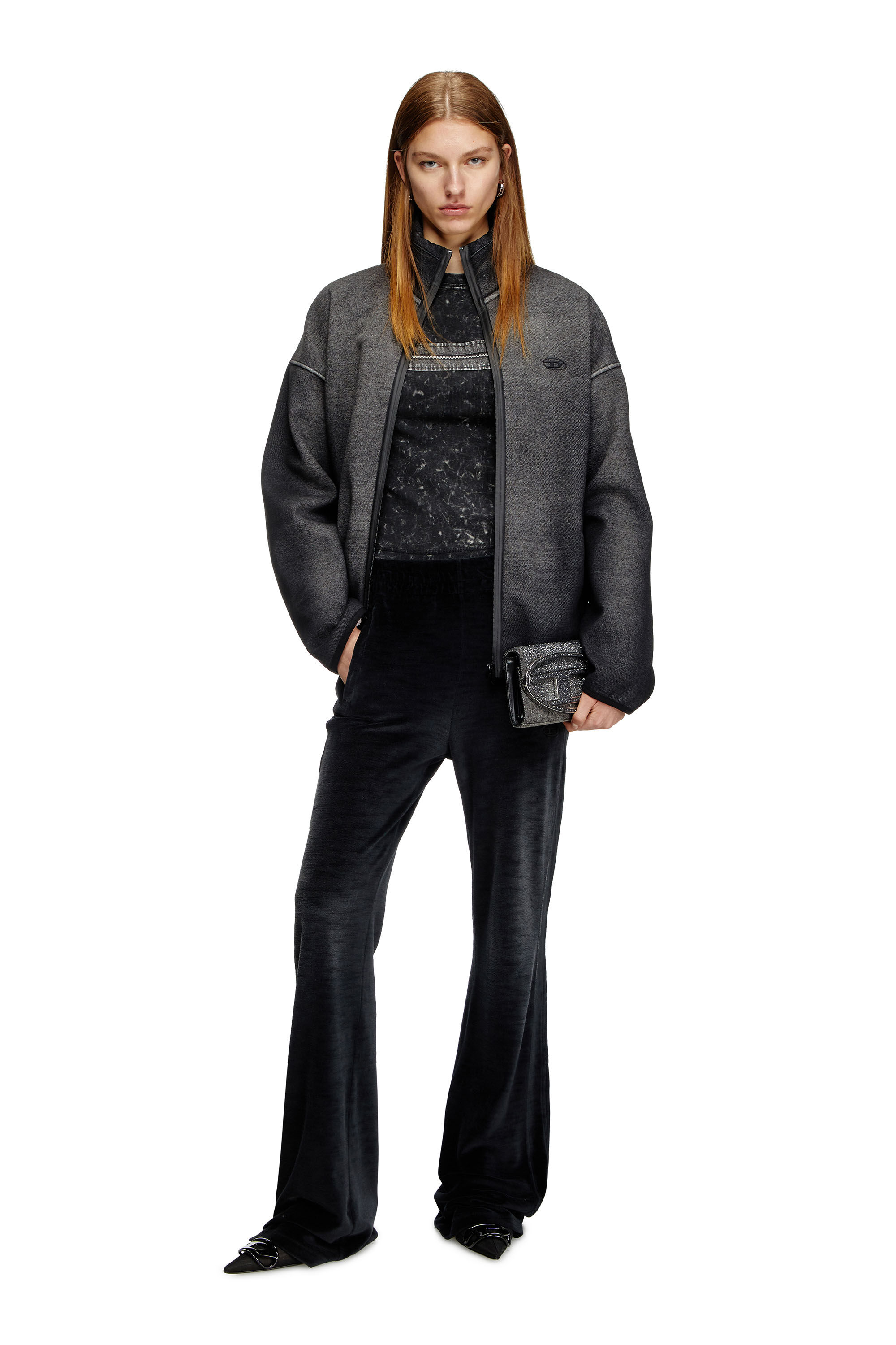 Diesel - P-ELY-Q1, Pantalon de survêtement à jambe large Femme in Noir - 1