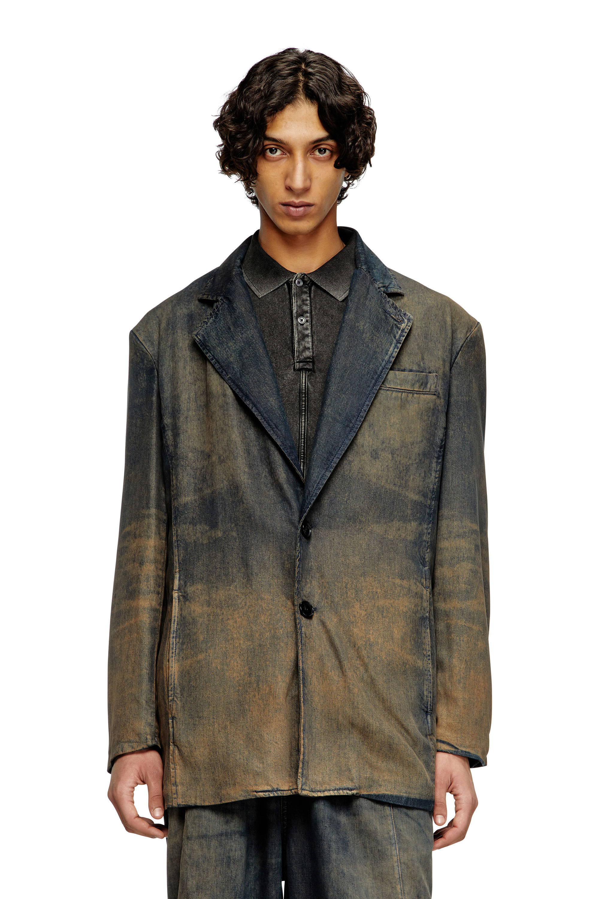 Diesel - D-REG-S, Blazer en denim fluide nuancé Mixte in Bleu - 3