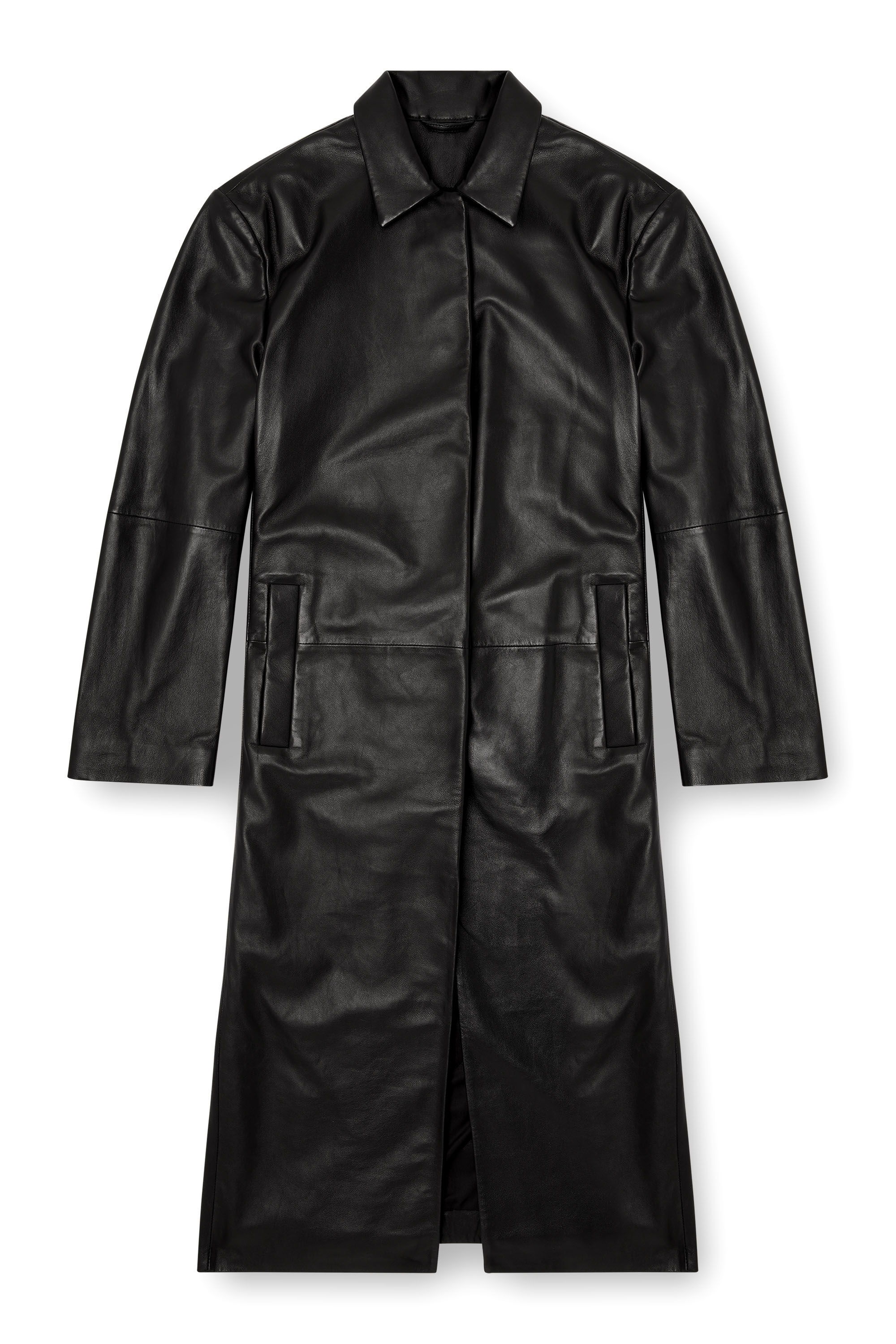 Diesel - L-ANCELOT, Female's Long padded leather coat in Black - 2