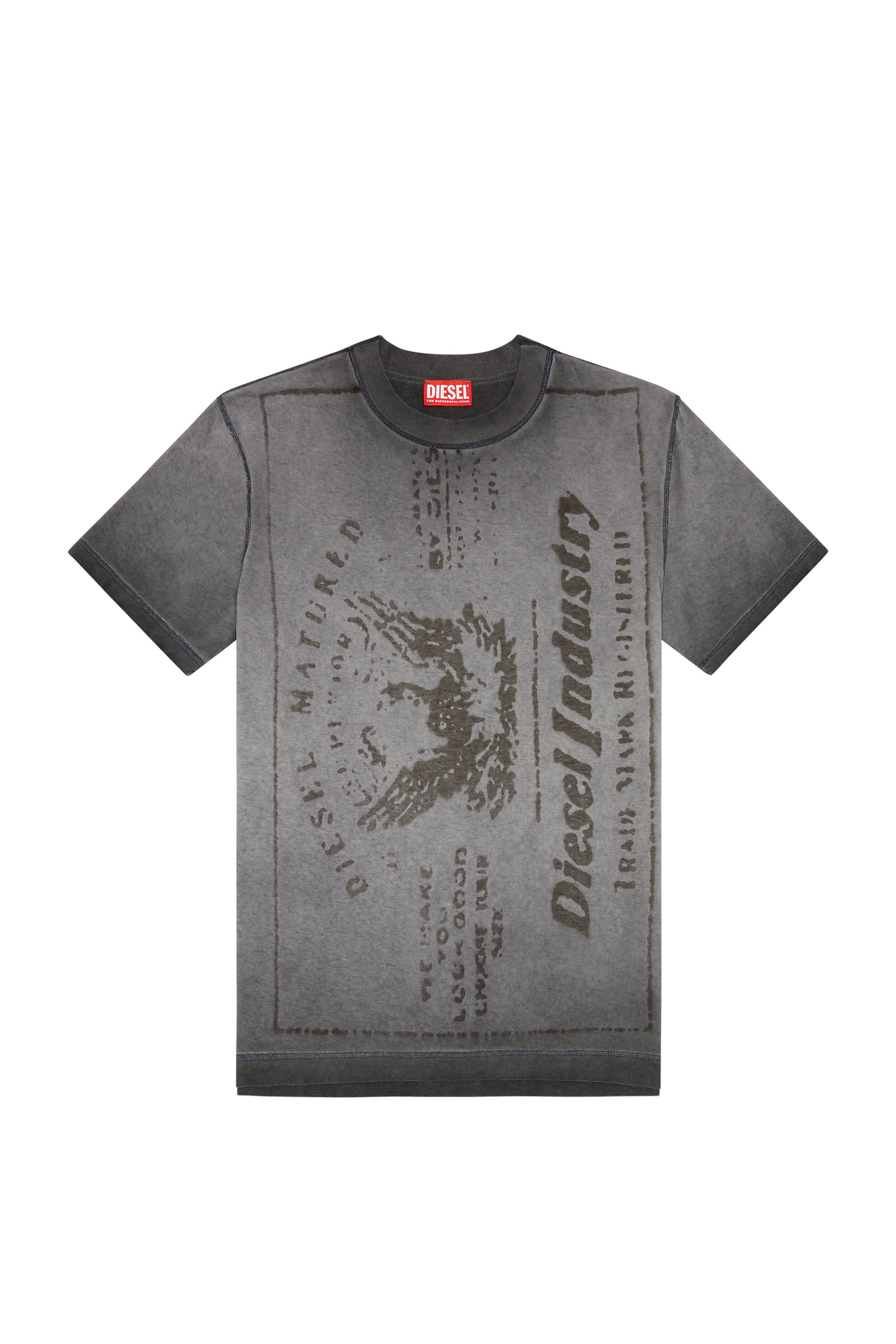 Diesel - T-DIEGOR-L2, T-shirt avec imprimé jacron délavé Homme in Gris - 2