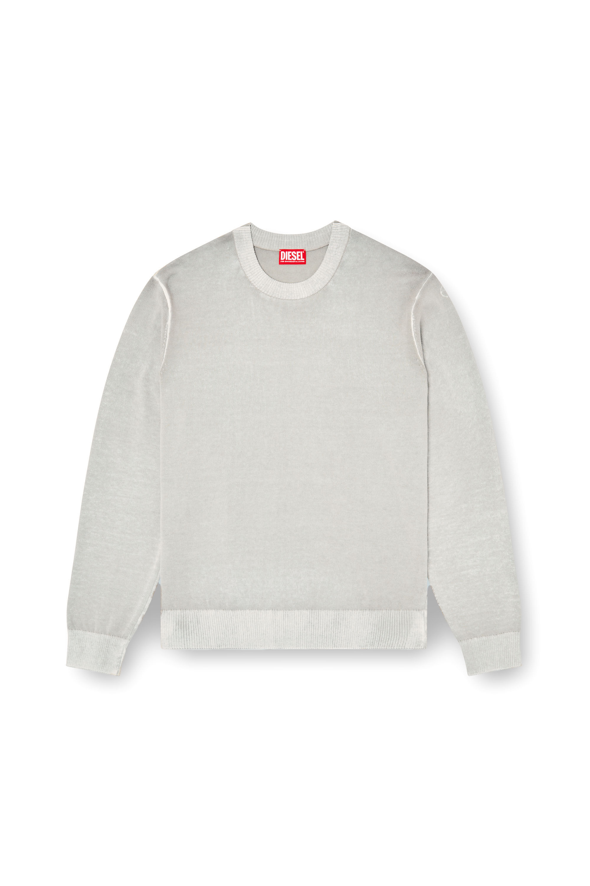 Diesel - K-LARENCE-B, Pull en coton avec imprimé inversé Homme in Gris - 2
