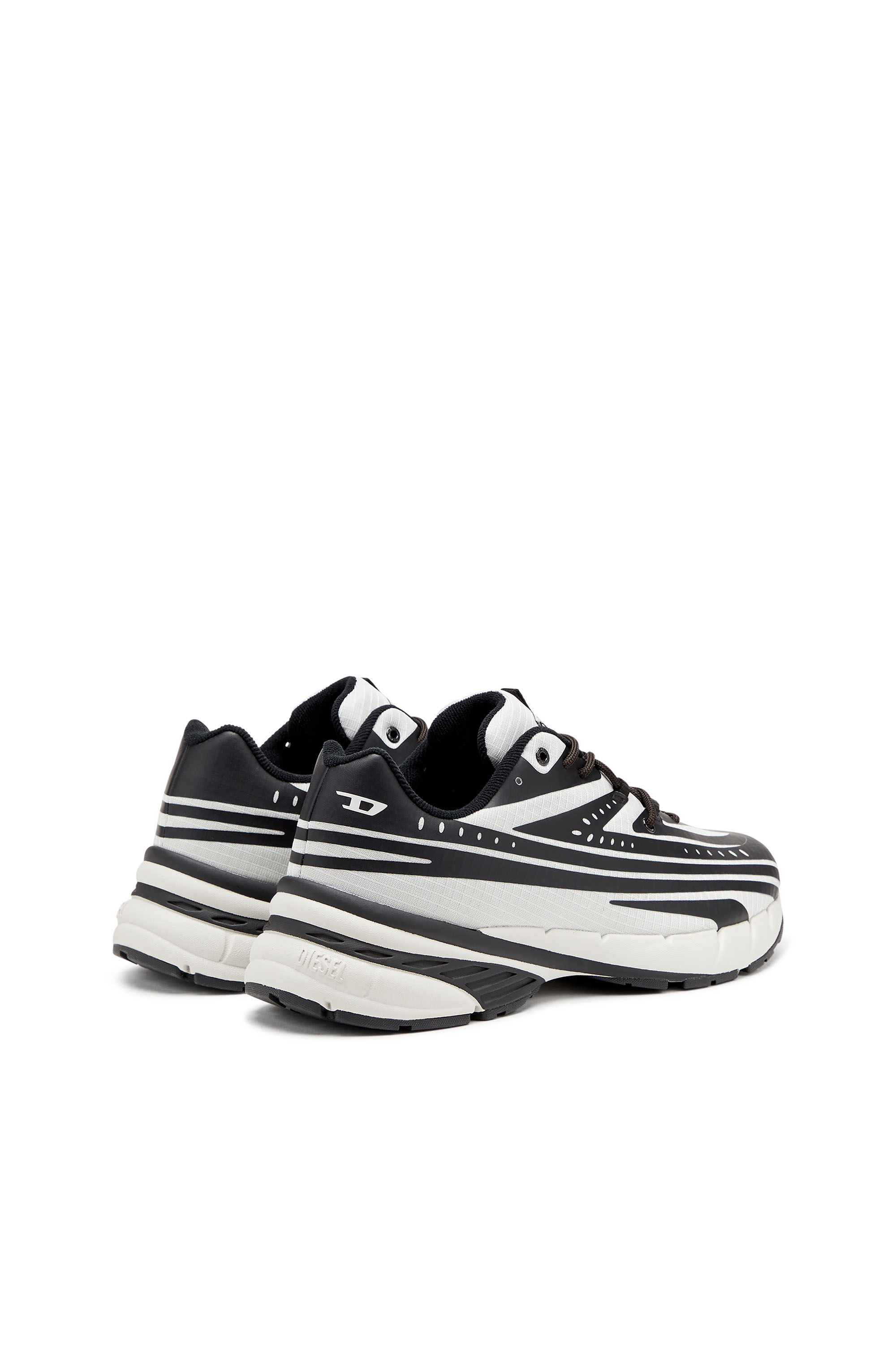 Diesel - D-AIRSPEED LOW, Male's D-Airspeed Low-Striped sneakers in coated ripstop in Black/Grey - 3