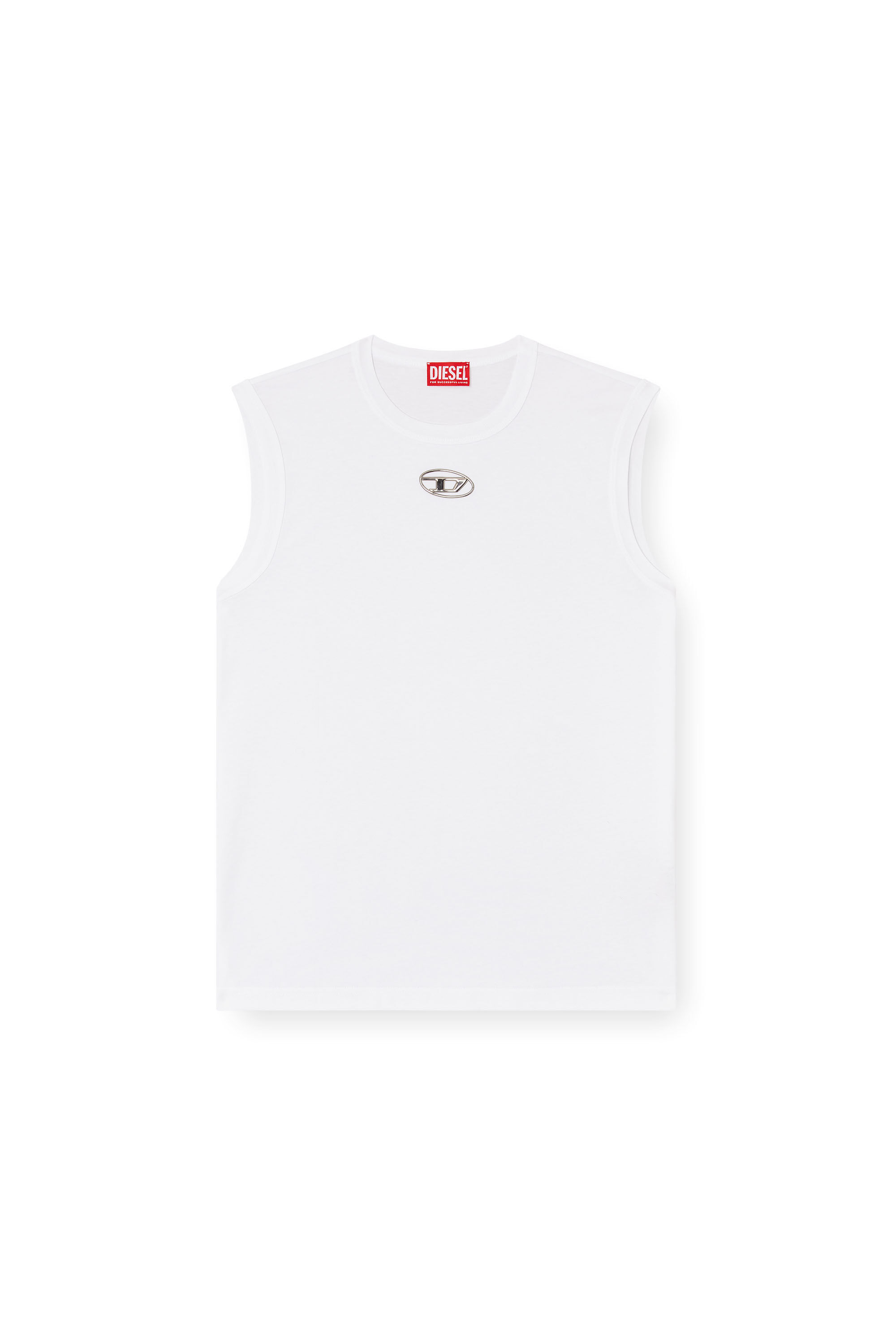 Diesel - T-BISCO-OD, Male's Tank top with metallic Oval D in White - 2