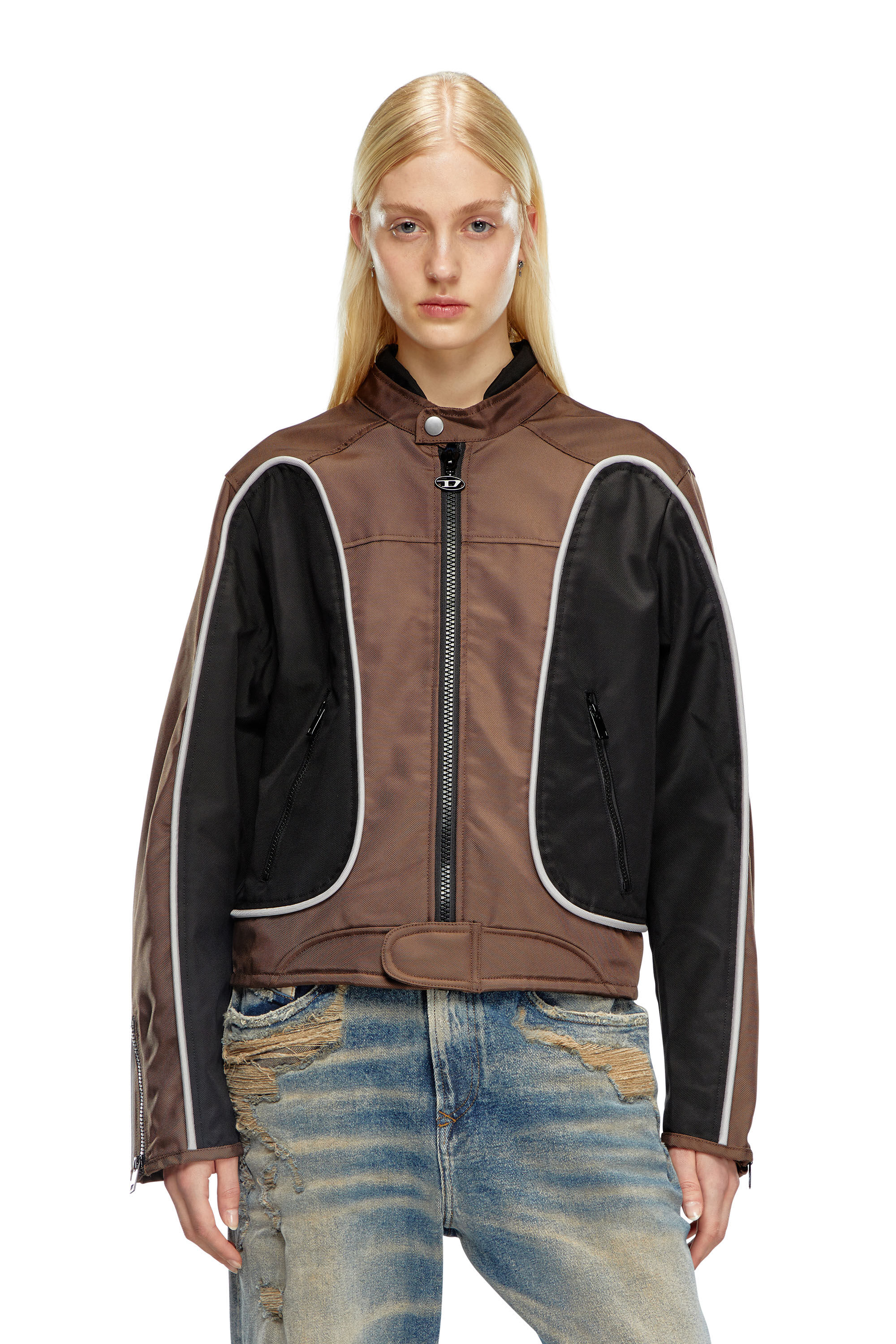 Diesel - J-BLINK, Veste biker en nylon color-block Homme in Polychrome - 6