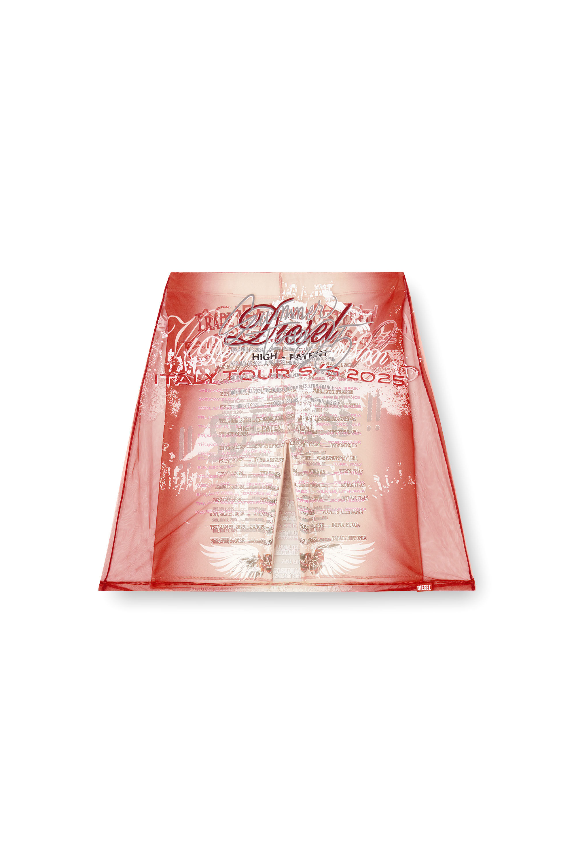 Diesel - O-LYMPIAC, Female's Layered skirt with lyrics print in Pink - 2