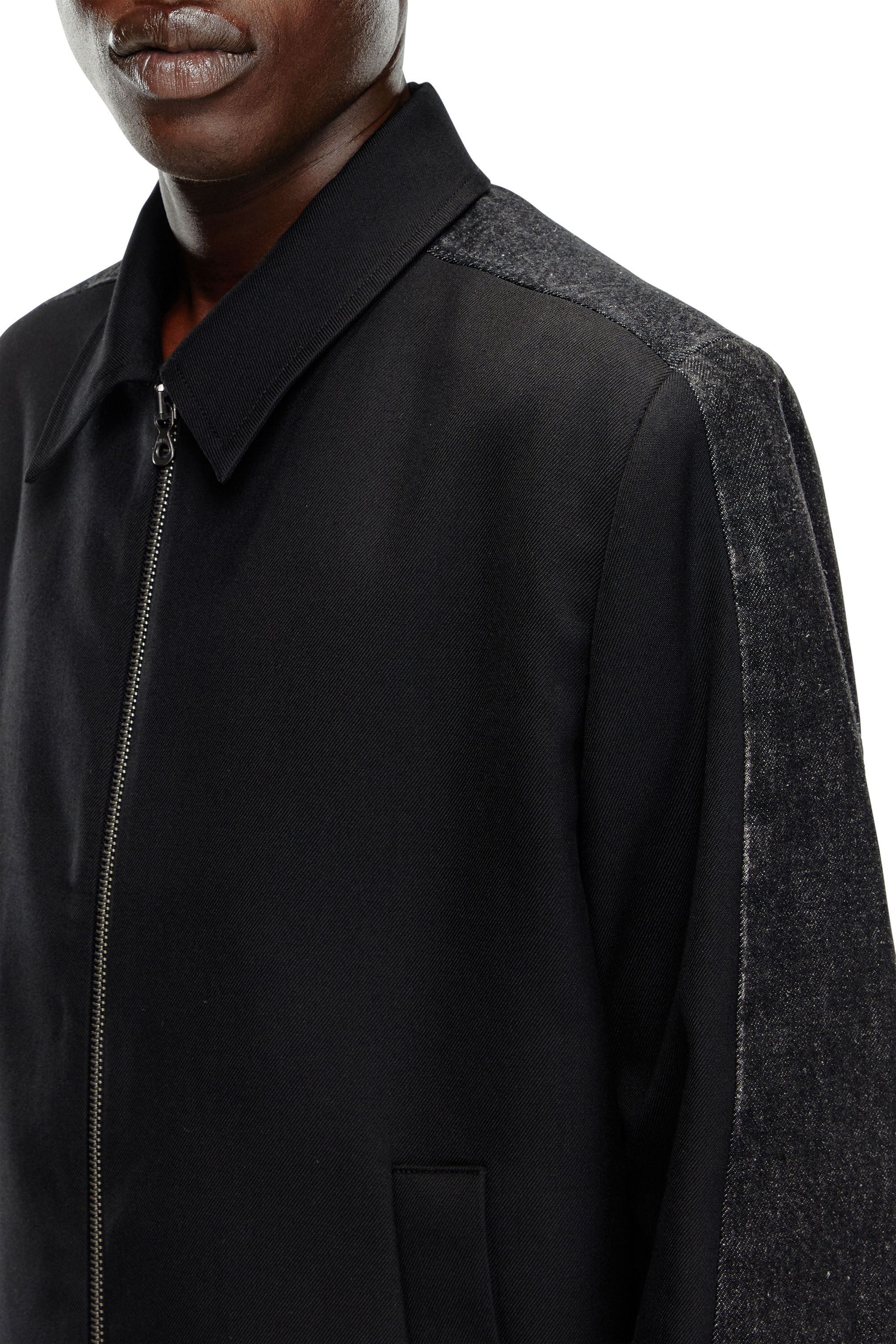 Diesel - J-RHEIN, Male's Blouson jacket in wool blend and denim in Black - 4