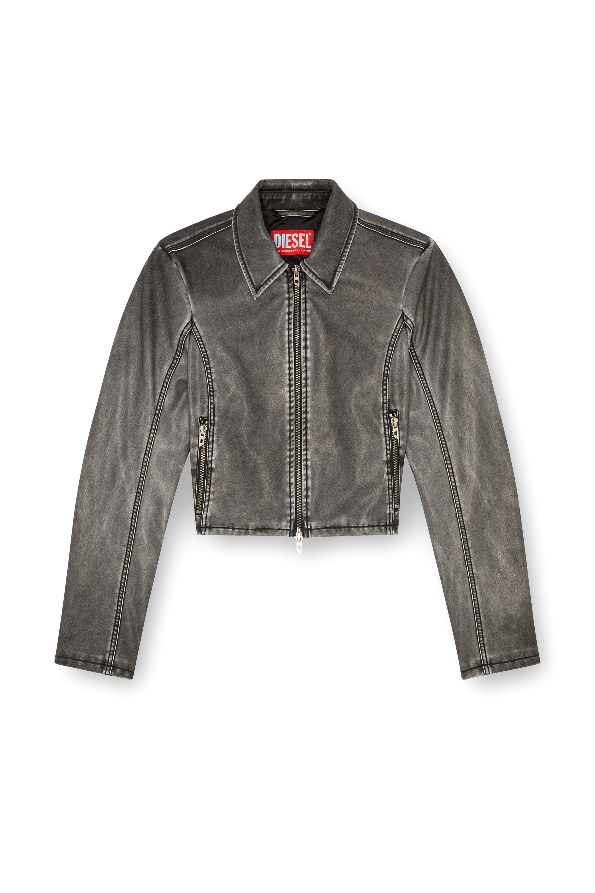 Diesel - G-OTA, Female's Cropped jacket in washed tech fabric in Black - 2