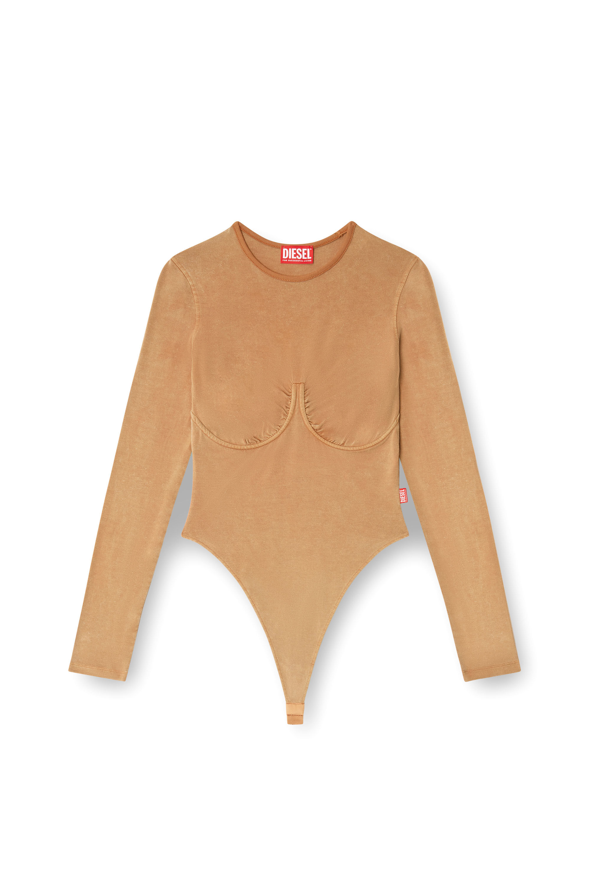 Diesel - T-FINNE-Q2, Body à manches longues avec détail soutien-gorge Femme in Marron - 2