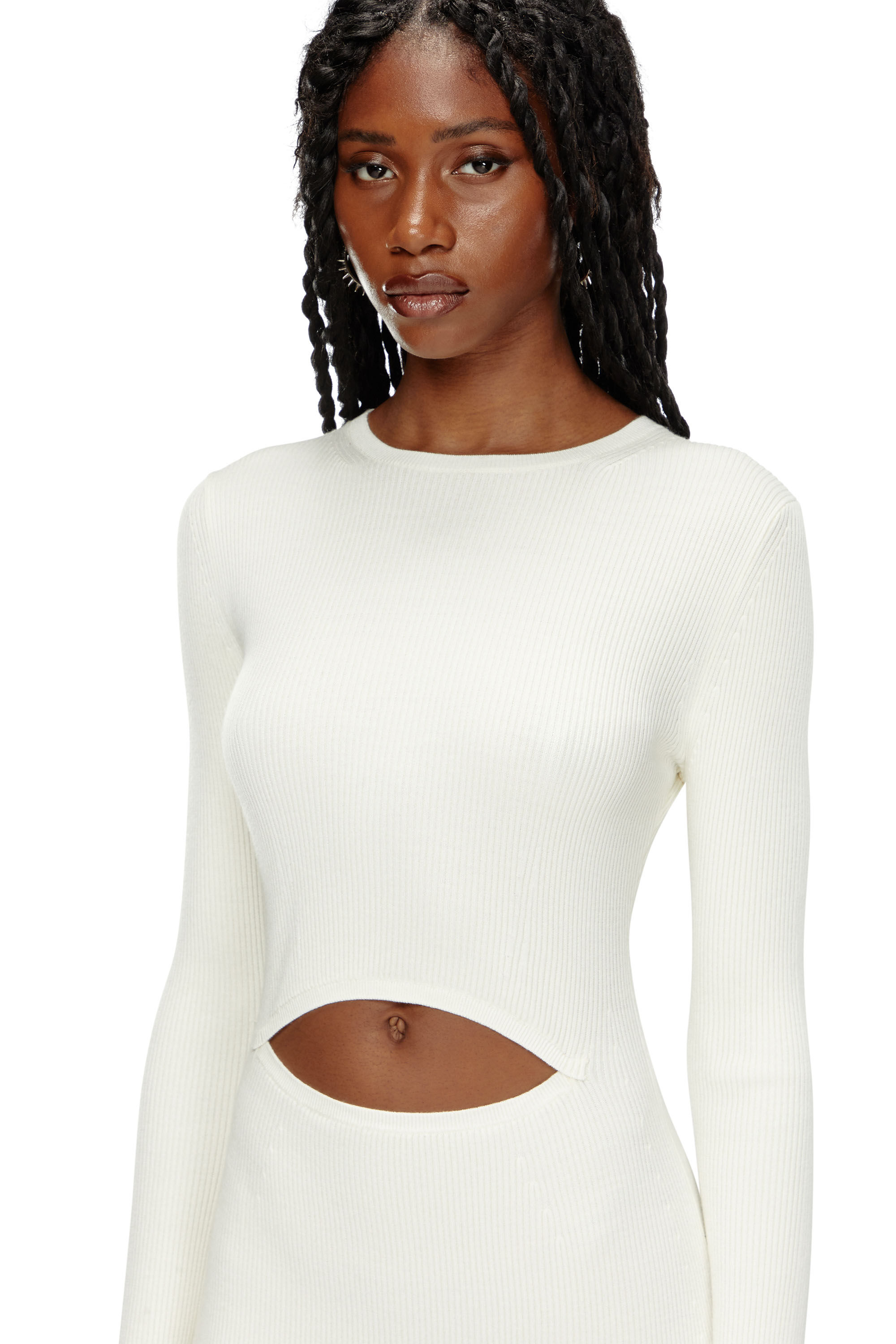 Diesel - M-PELAGOS, Robe en laine mélangée avec cut-out Femme in Blanc - 4