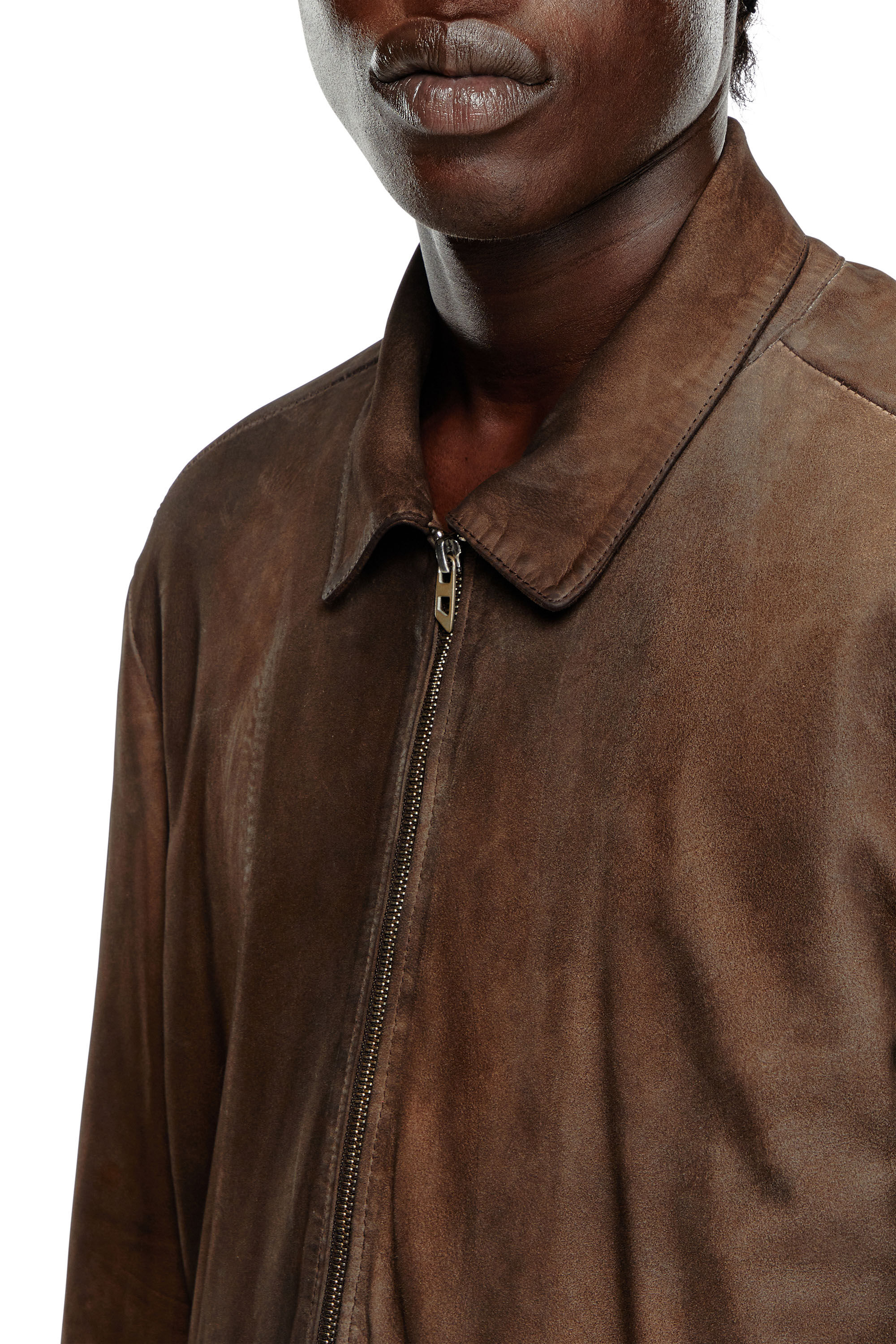 Men s Blouson jacket in treated leather Brown Diesel