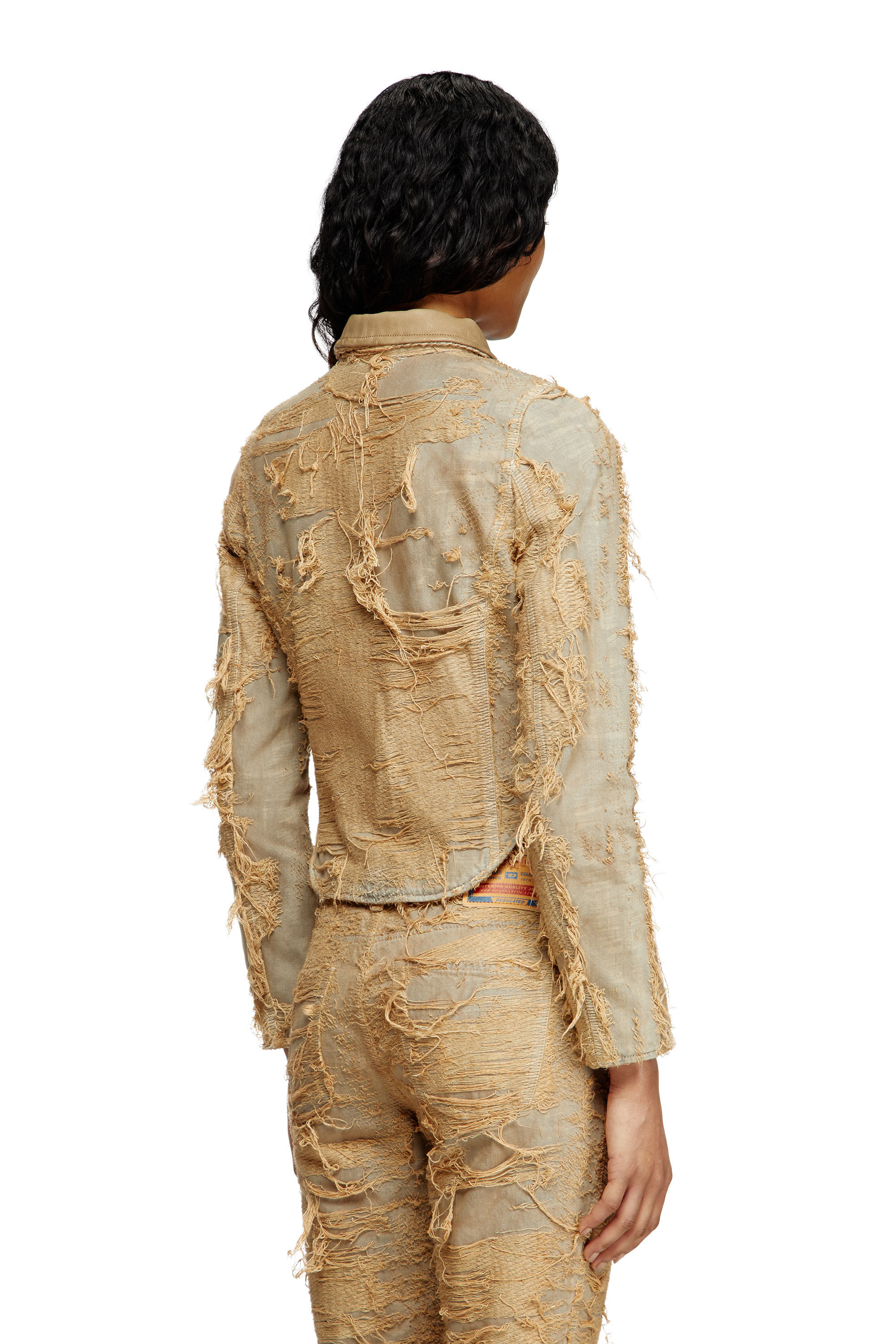 Diesel - DE-NEA-FSG, Veste slim en denim surteint à fils flottants Femme in Marron - 5