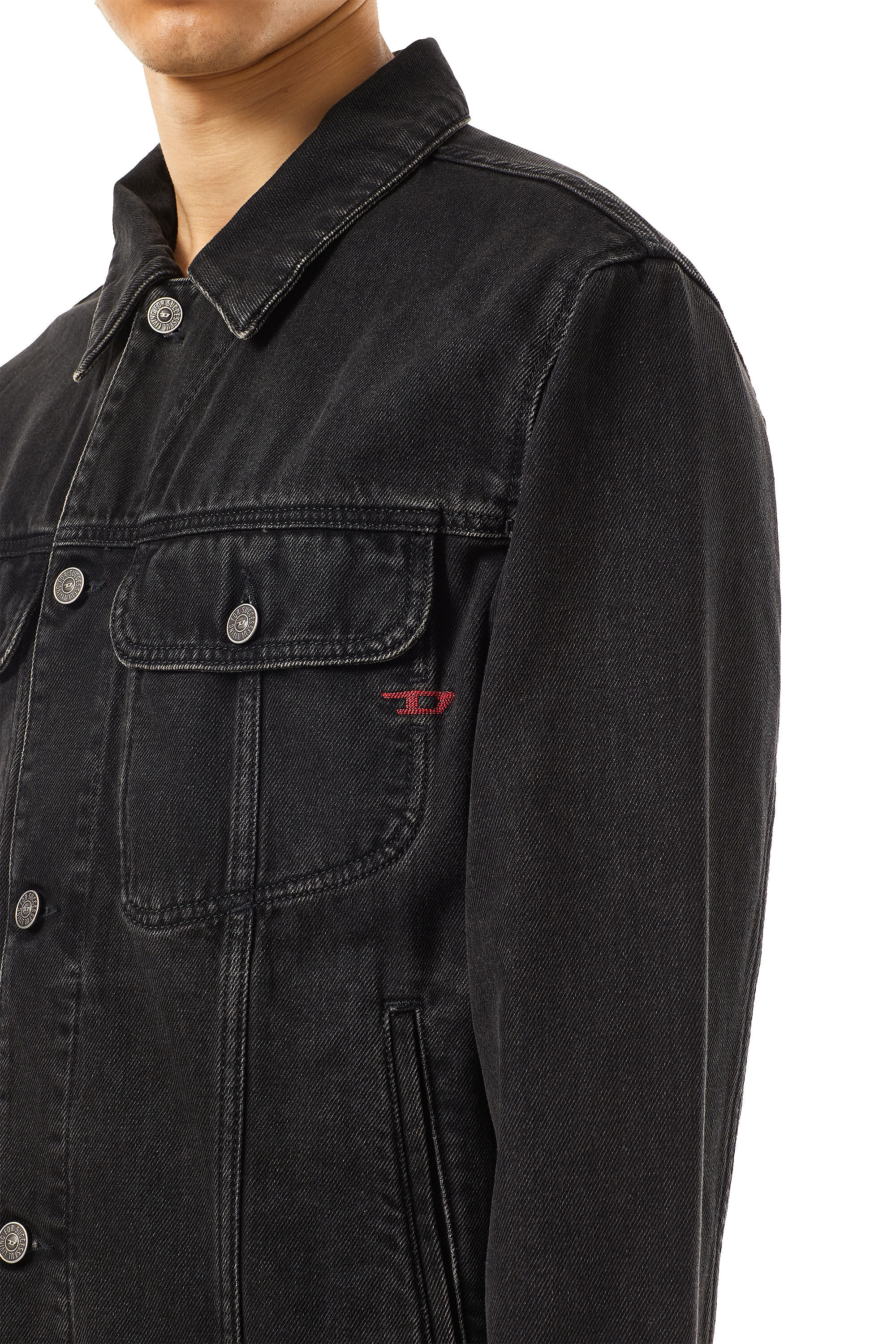 Diesel - D-BARCY TRUCKER JACKET, Male's Regular-fit trucker jacket in Black/Dark Grey - 4