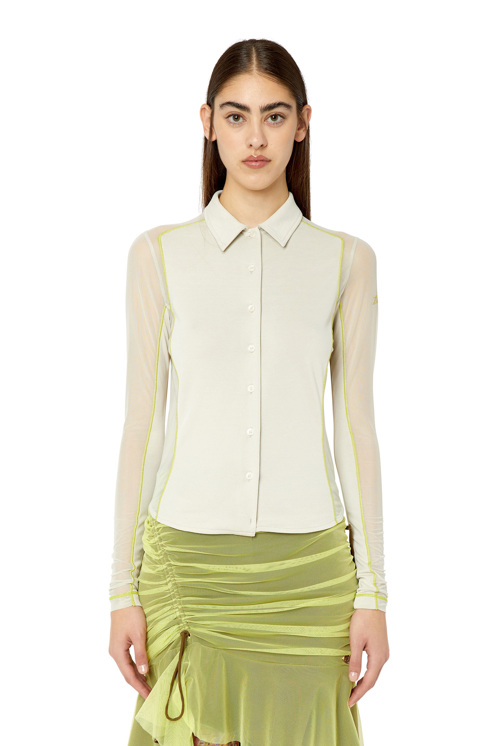 Diesel - T-NOXA, Female's Modal blend shirt with mesh inserts in White - 3