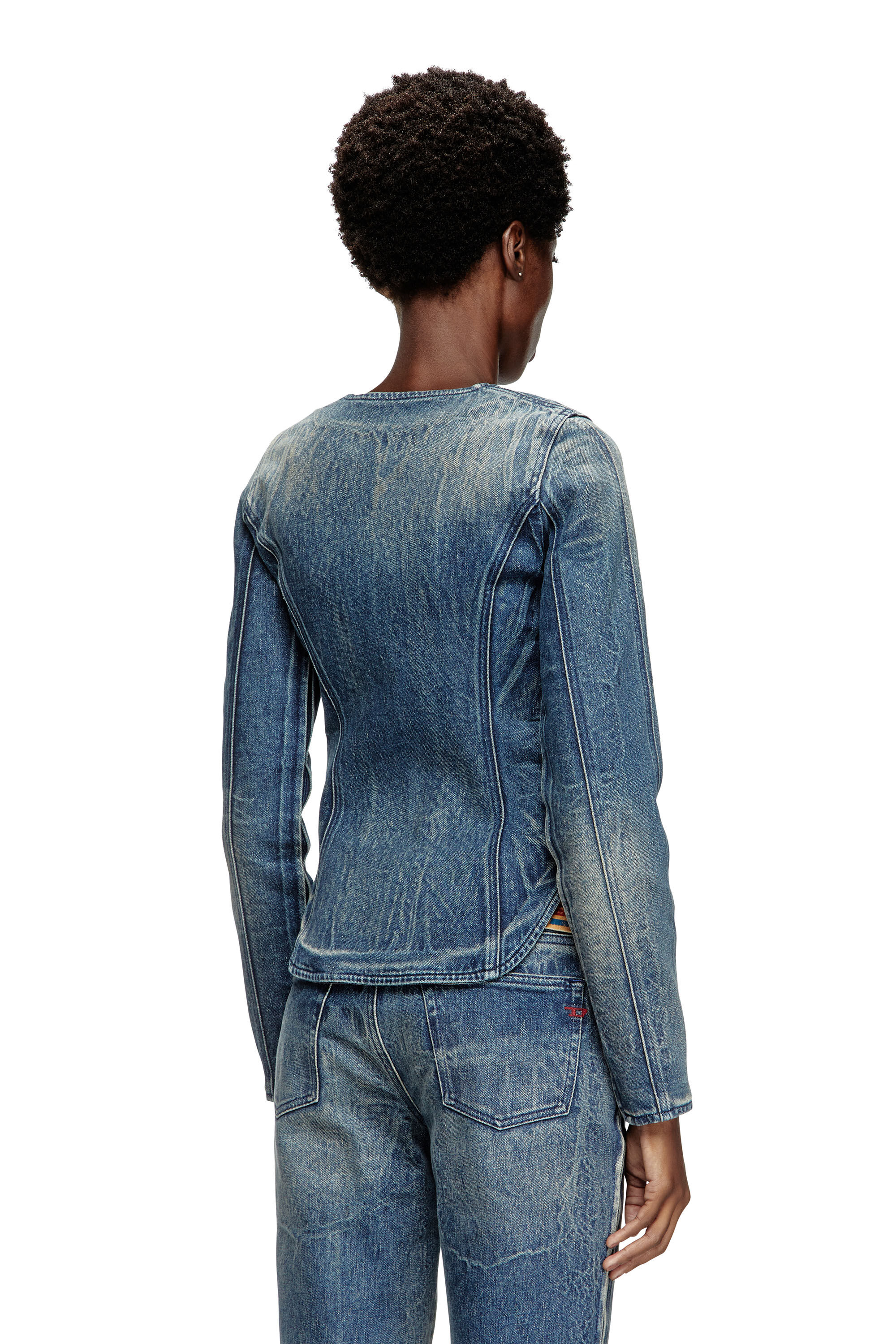 Diesel - DE-GARY-FSG, Female's Jacket in Ghost Embossed denim in Dark Blue - 5