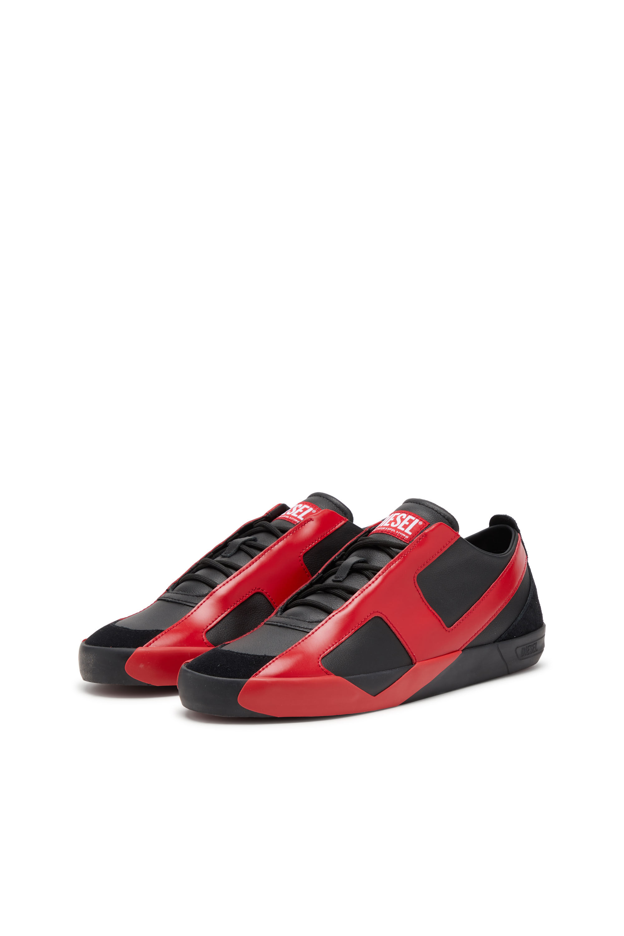 Diesel - S-SLANTE-D LOW, Male's S-Slante-D-Sneakers in suede and leather with D logo in Black/Red - 9