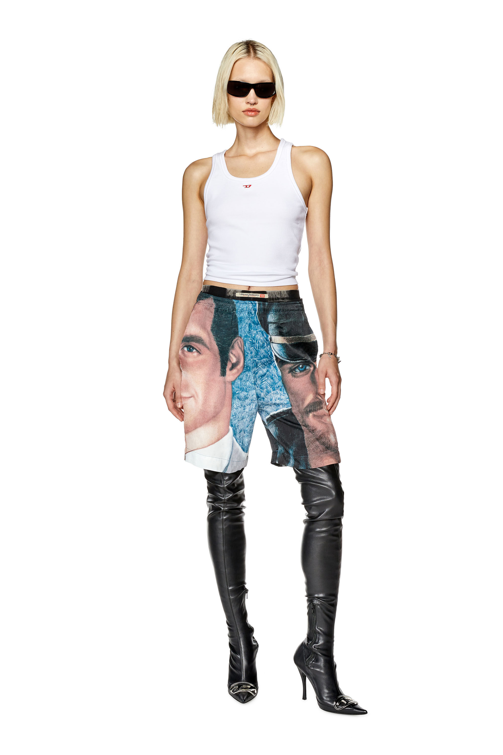 Diesel - PR-P-TOLL-SHO-23A, Unisex's Satin shorts with all-over print in Blue - 7