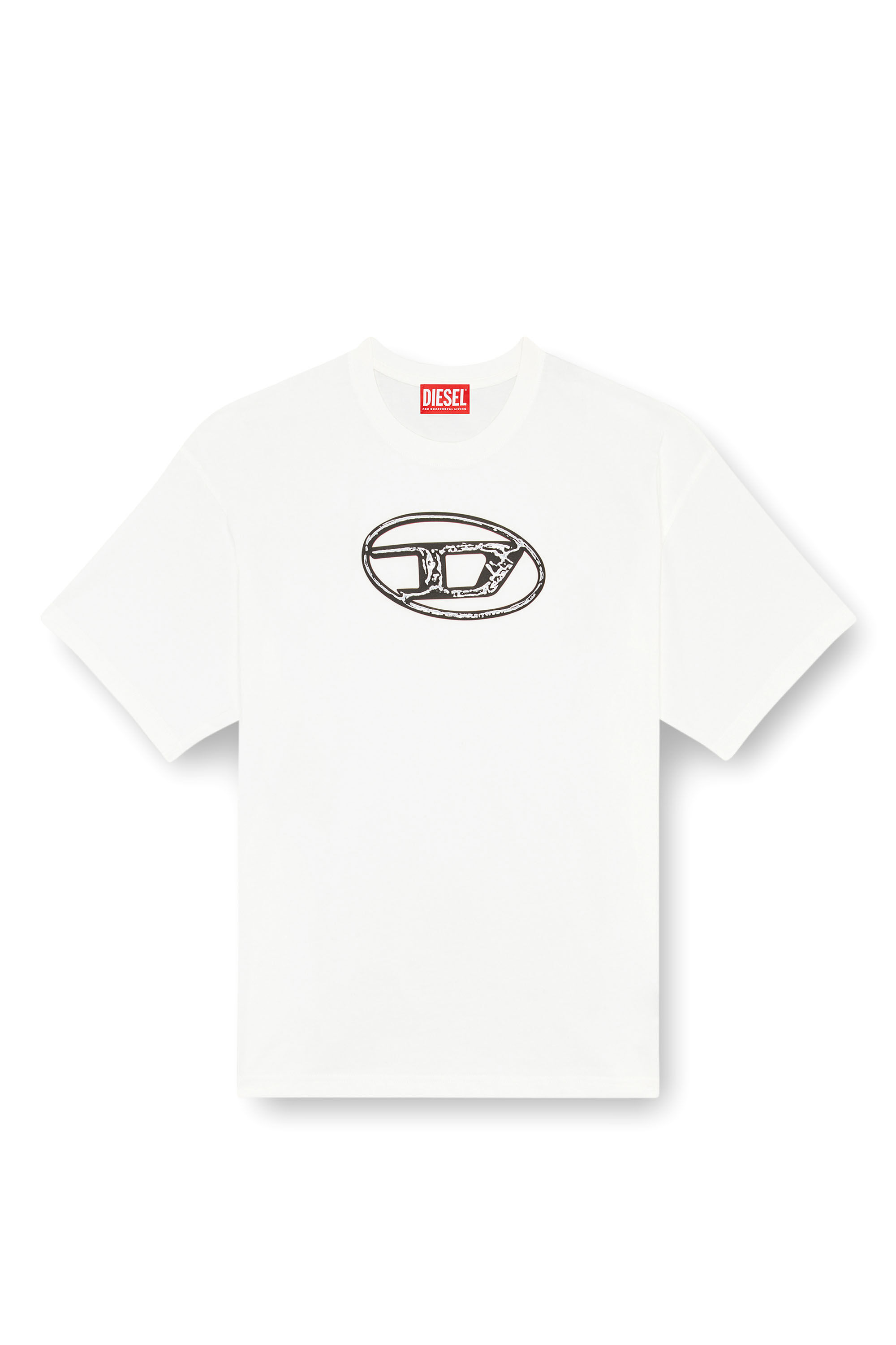 Diesel - T-BOXT-Q22, T-shirt délavé avec imprimé Oval D Homme in Blanc - 2