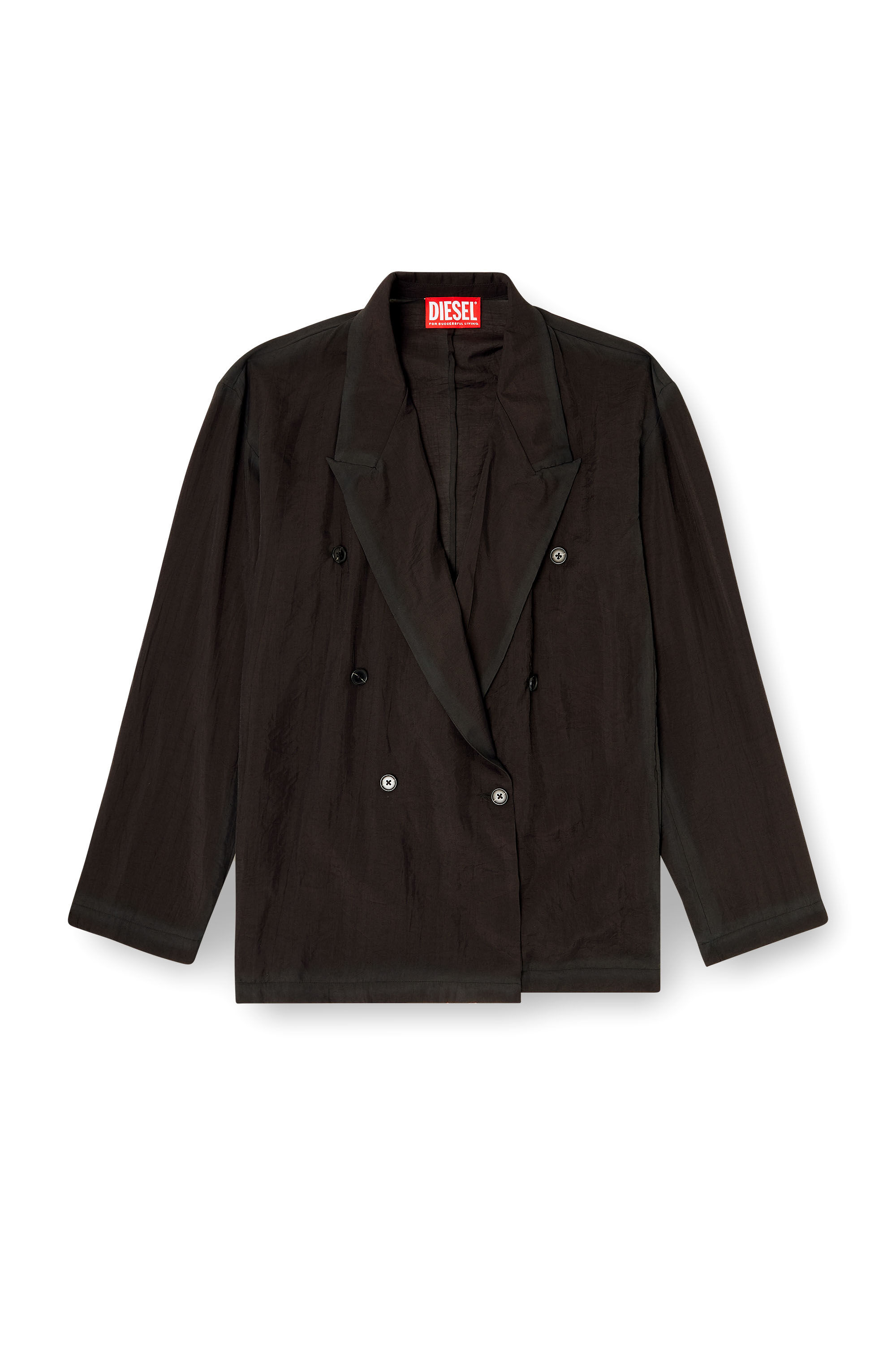 Diesel - J-KEYSERY, Male's Double-breasted blazer in wrinkled shell in Dark Grey - 2