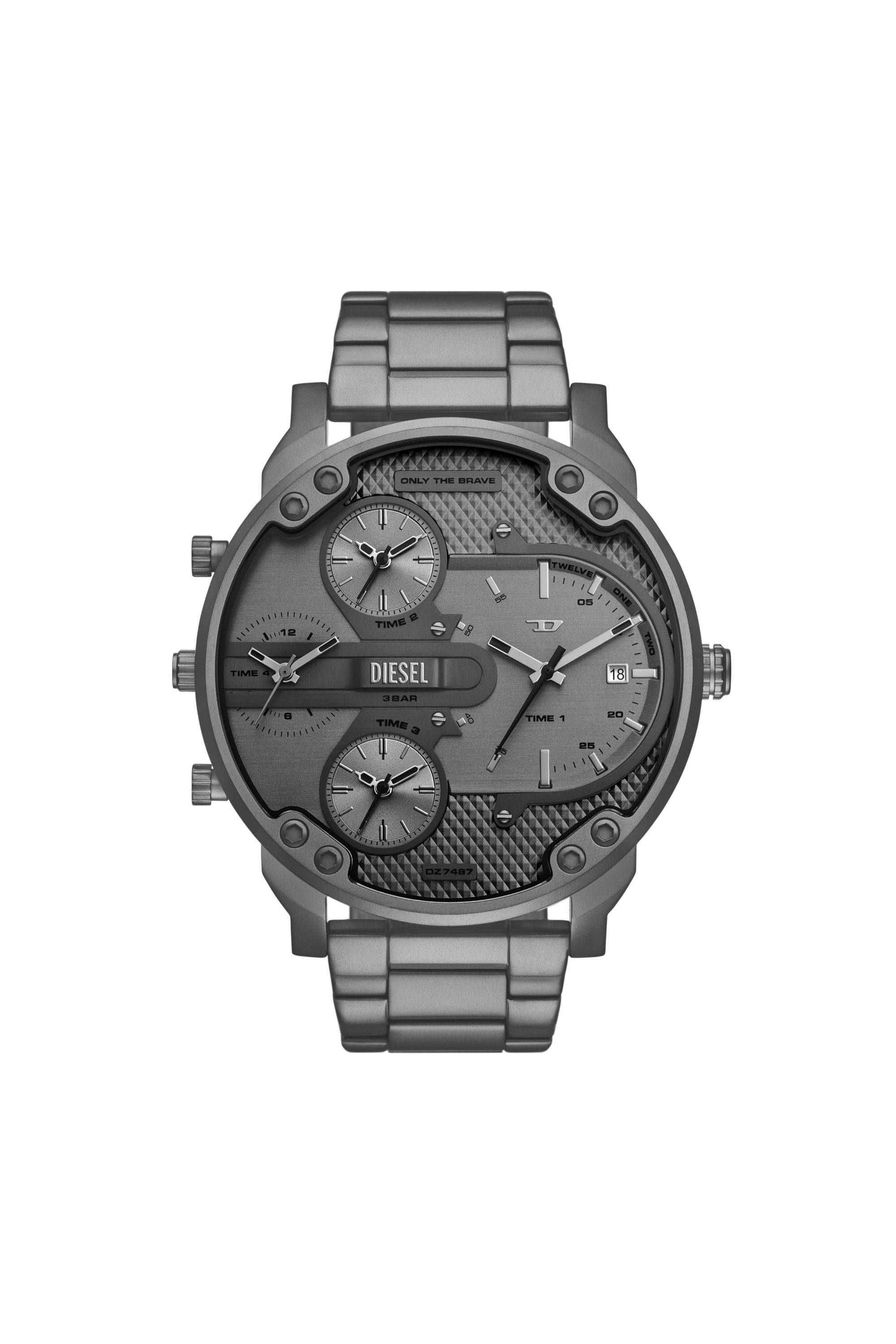 Diesel - DZ7487, Male's Diesel Mr. Daddy Slim Multi Movement Gray Stainless Steel Watch in Dark Grey - 1
